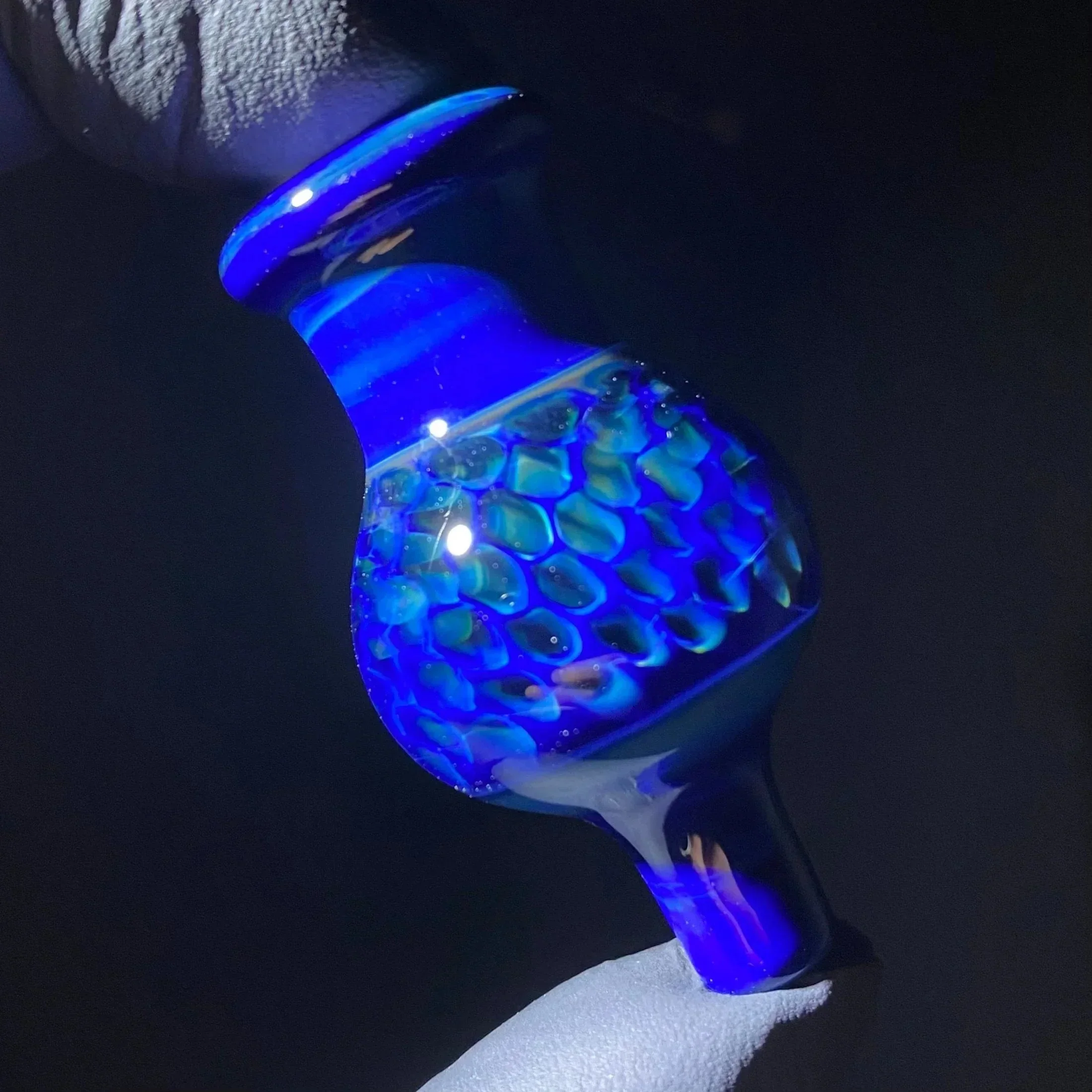 Beak Glass - Intense Blue Green Bubble Cap - Image 3