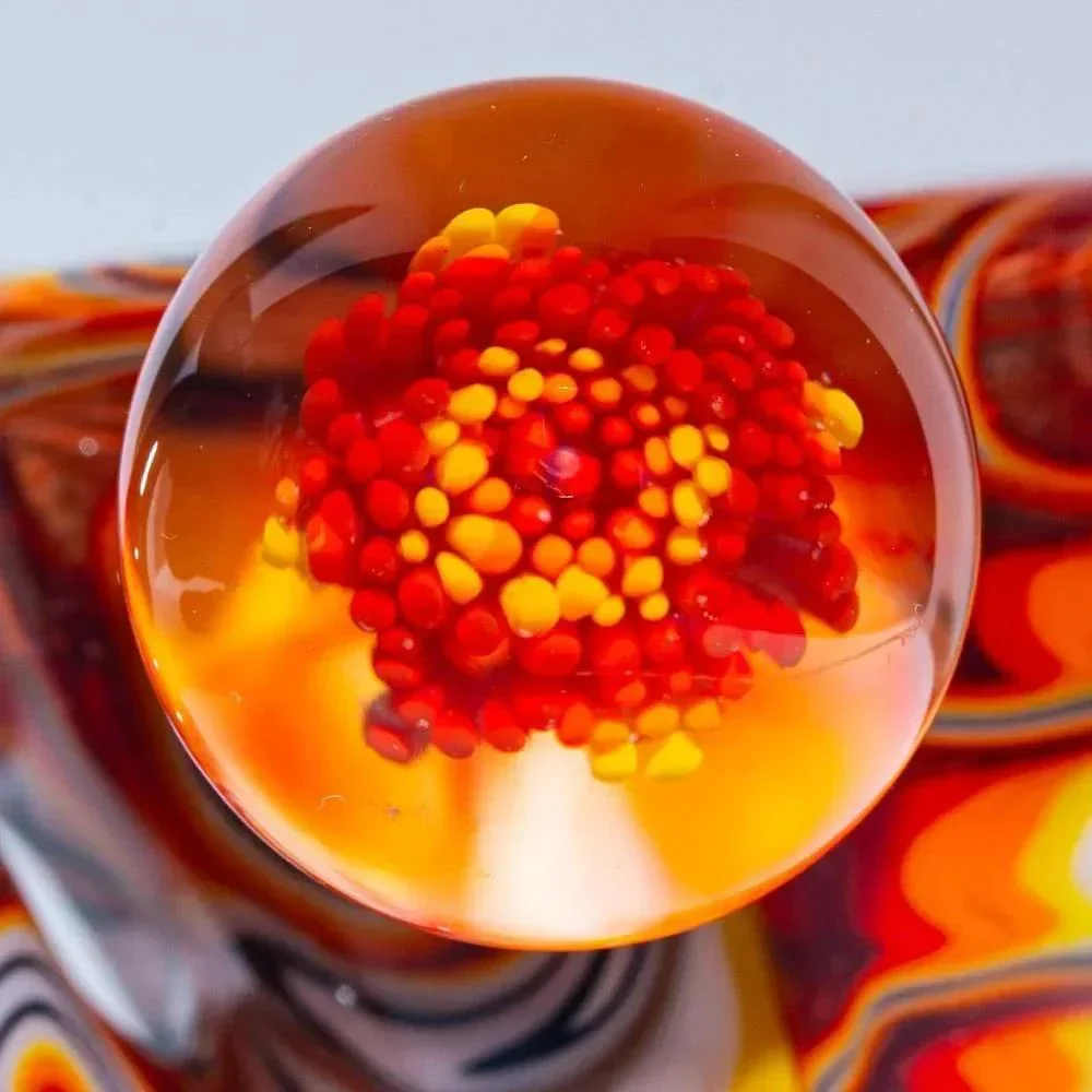 Bhaller Glass - Orange & White Implosion Marble Linework Sherlock - Image 3