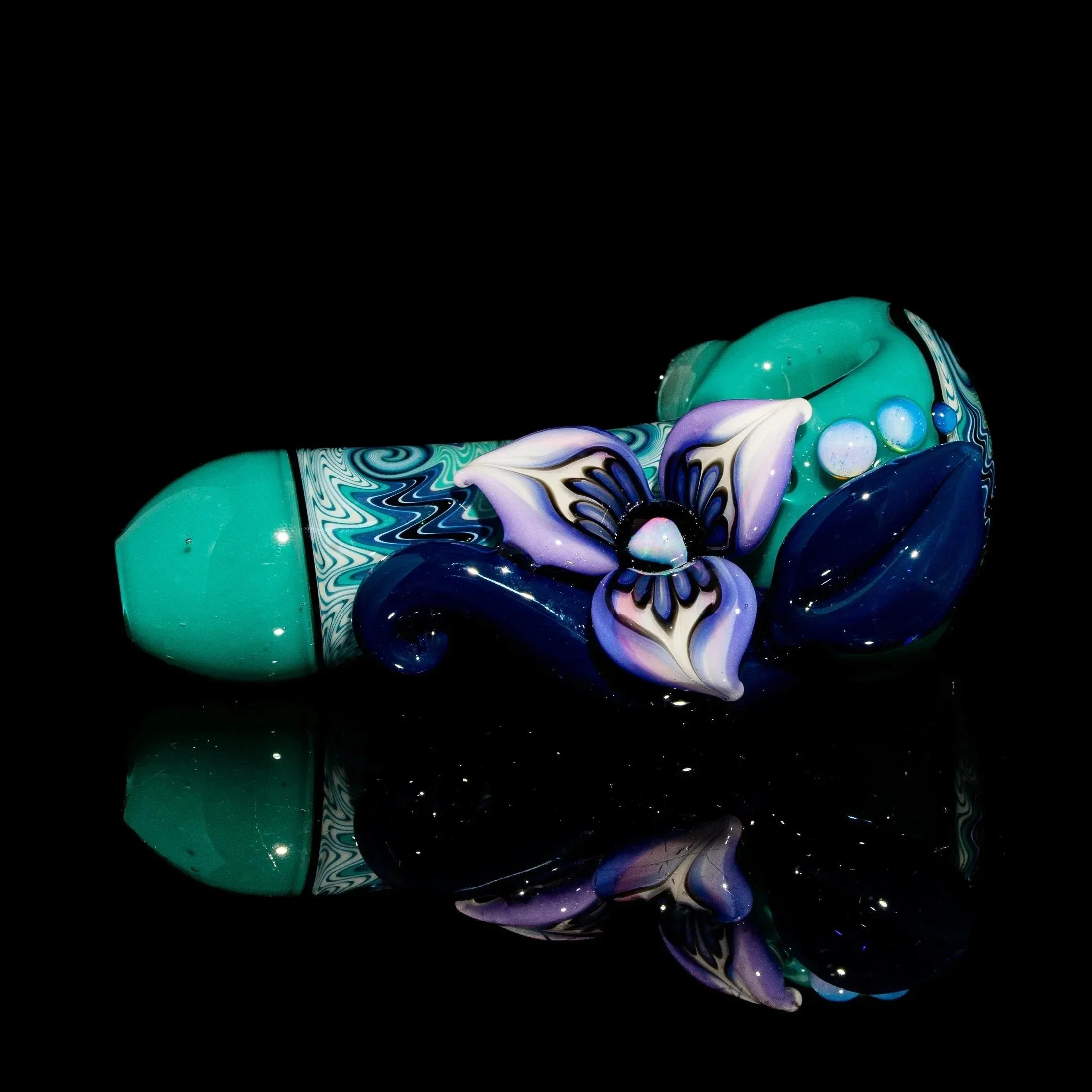 Blossom Glass - Aqua Linework Flower Spoon - Image 2