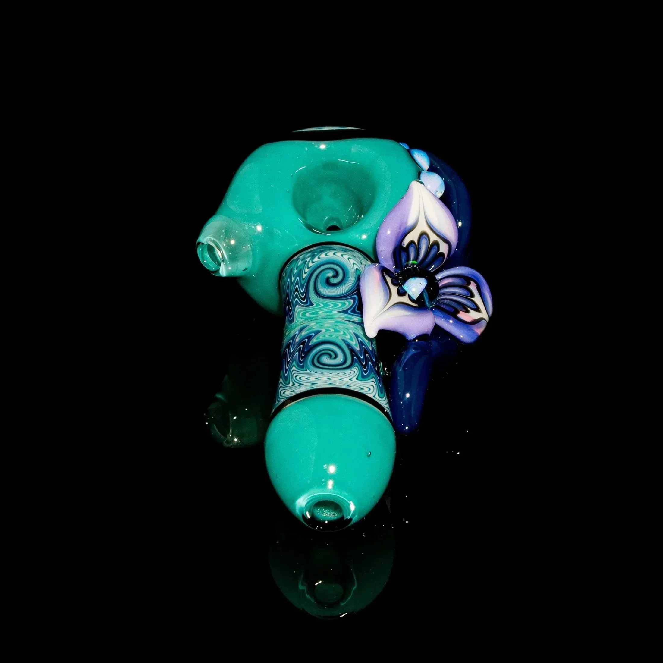 Blossom Glass - Aqua Linework Flower Spoon - Image 3