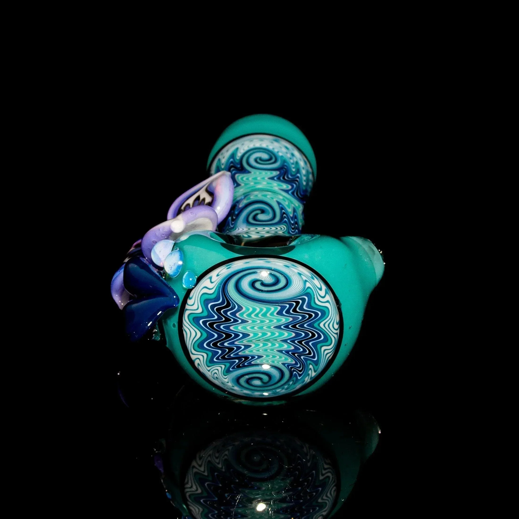 Blossom Glass - Aqua Linework Flower Spoon - Image 5