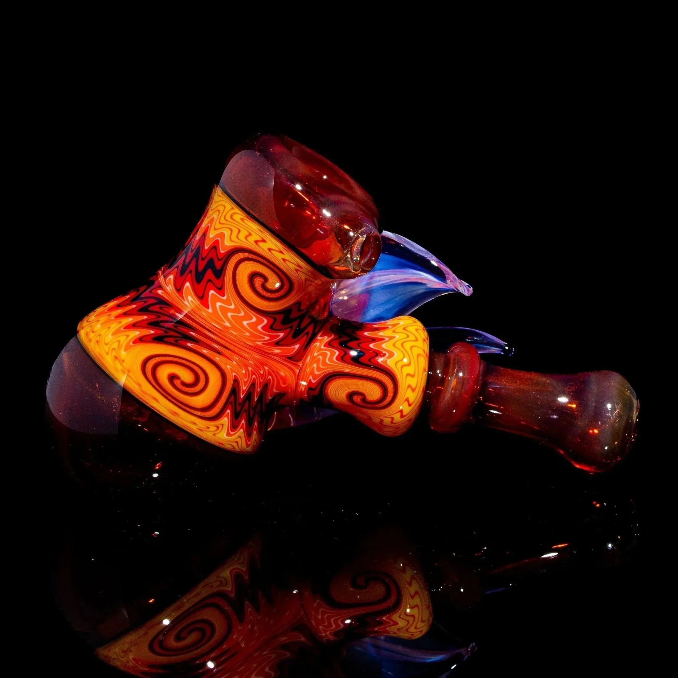 Blossom Glass - Red Linework Flower Hammer - Image 3