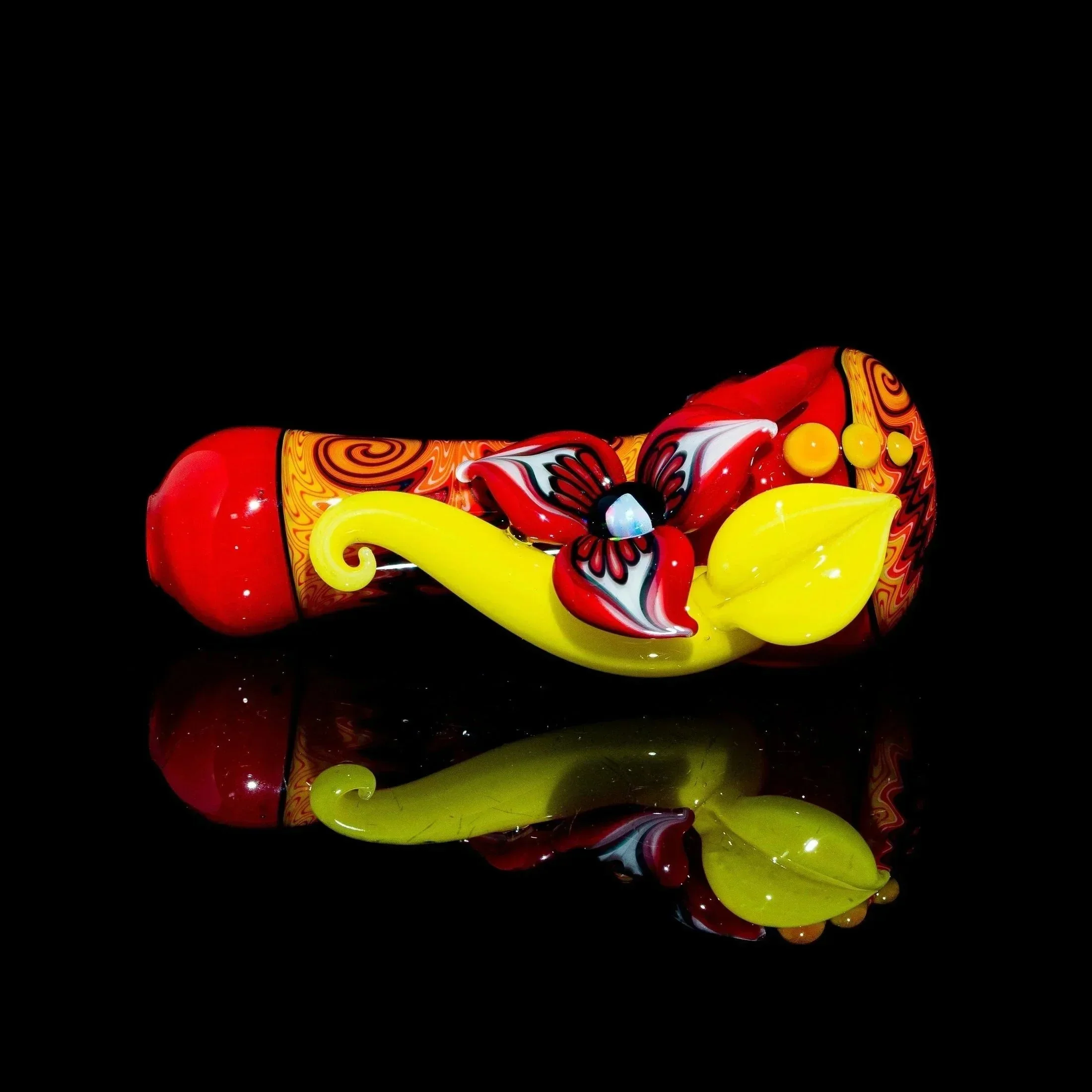 Blossom Glass - Red Linework Flower Spoon - Image 5