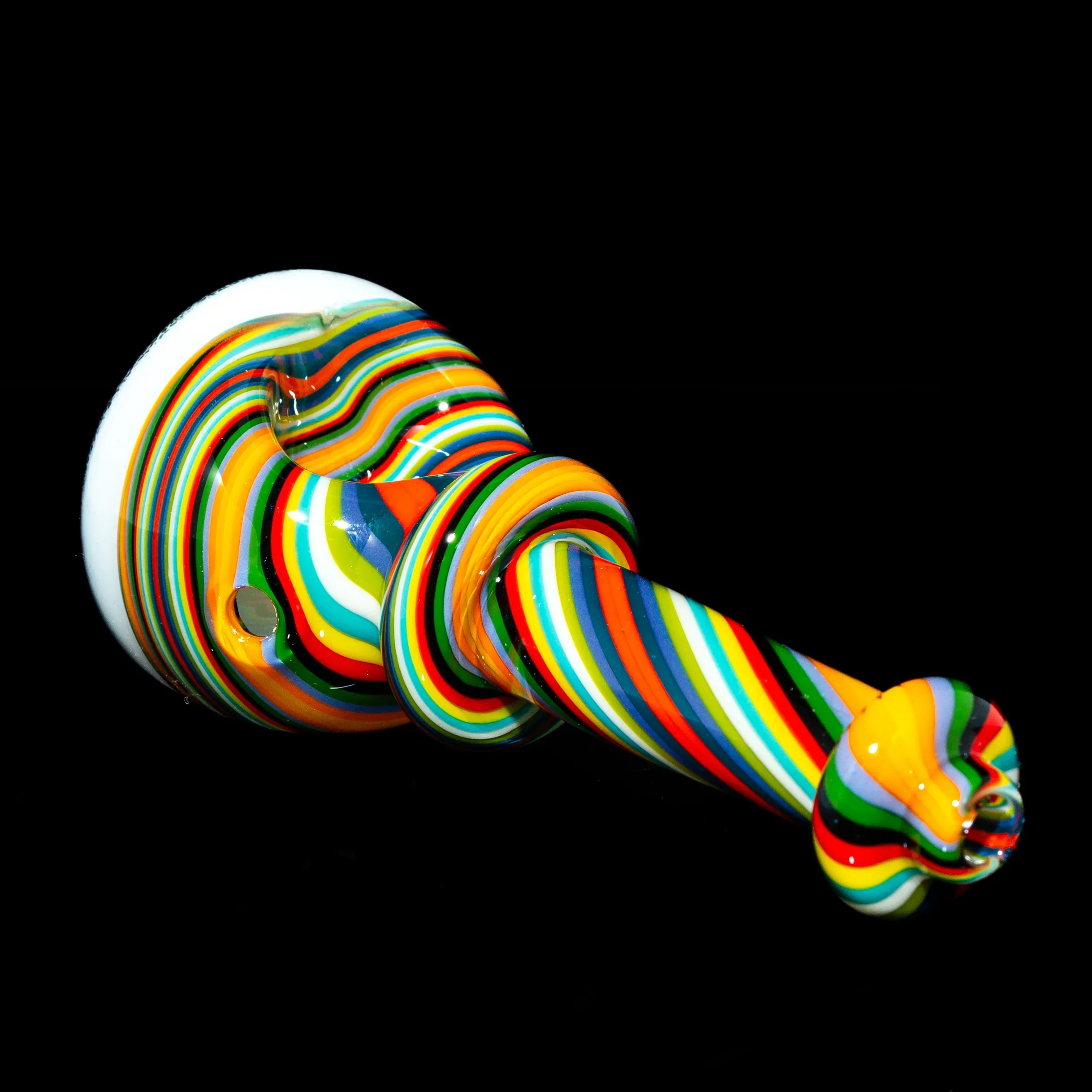 Blurd Glass - White & Rainbow Linework One Piece Spoon - Image 2
