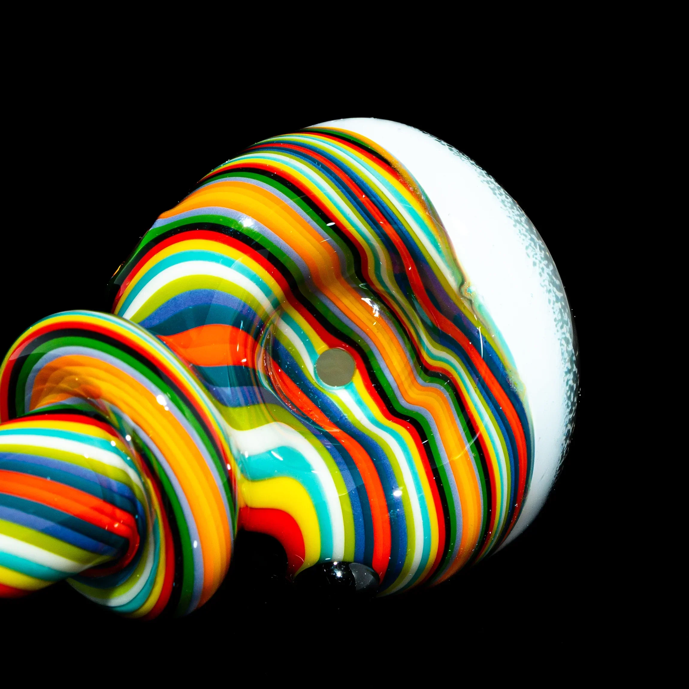 Blurd Glass - White & Rainbow Linework One Piece Spoon - Image 3