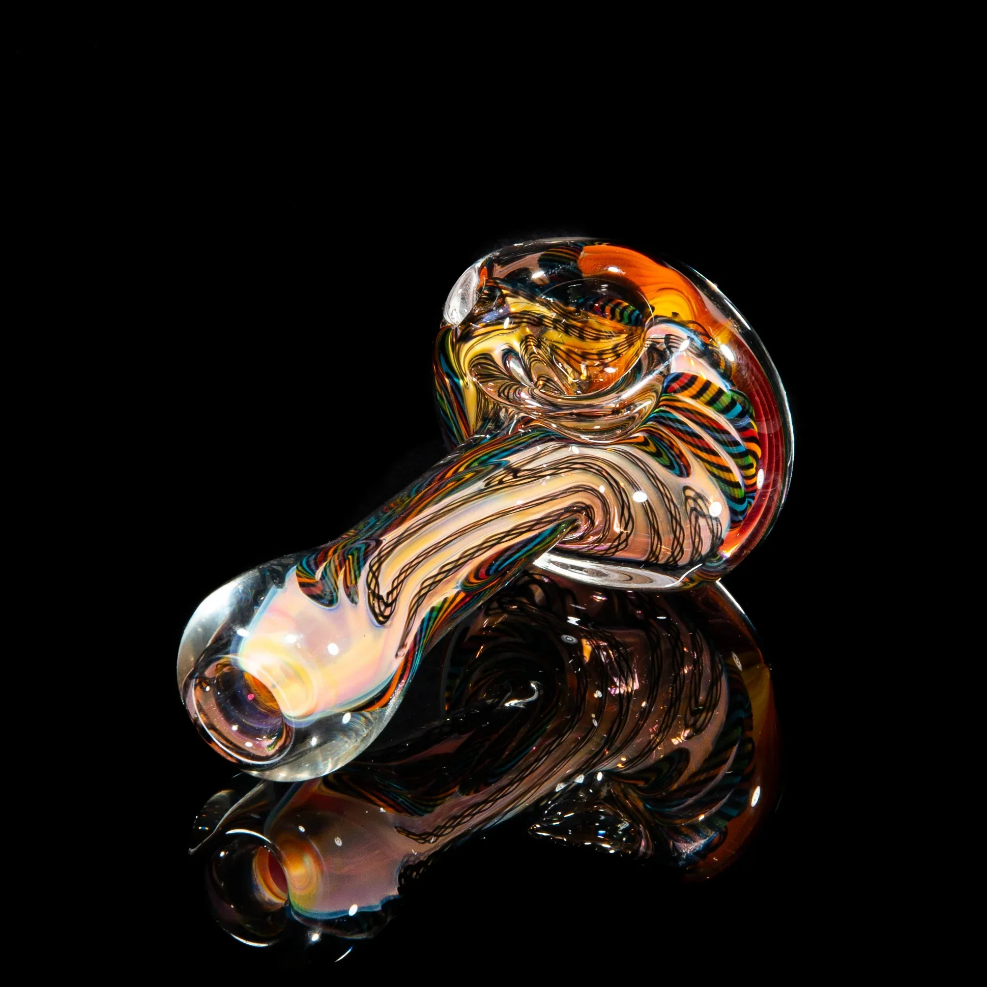 Brently Glass - Black Rainbow Cane w/ Latti Spoon - Image 2