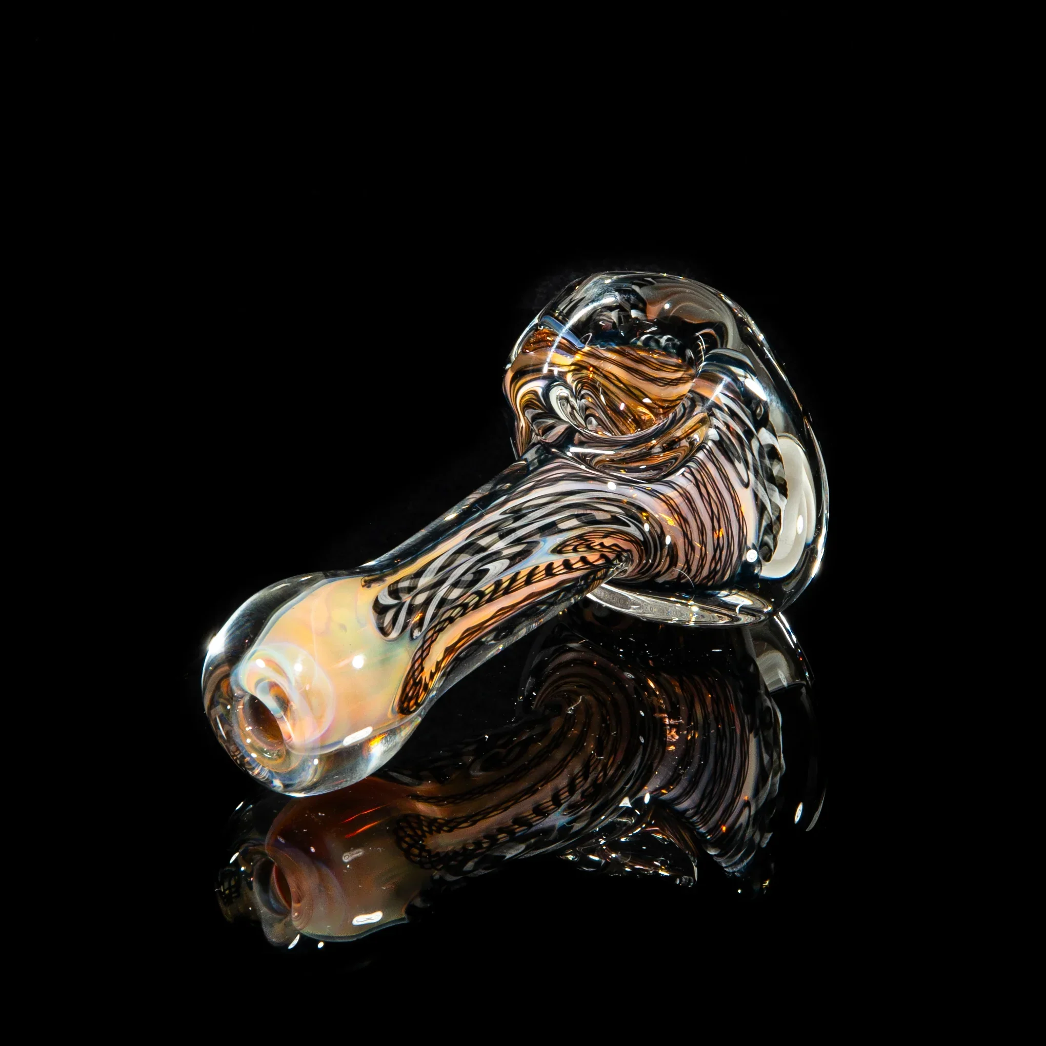 Brently Glass - Black, White & Gray Cane w/ Latti Spoon - Image 2
