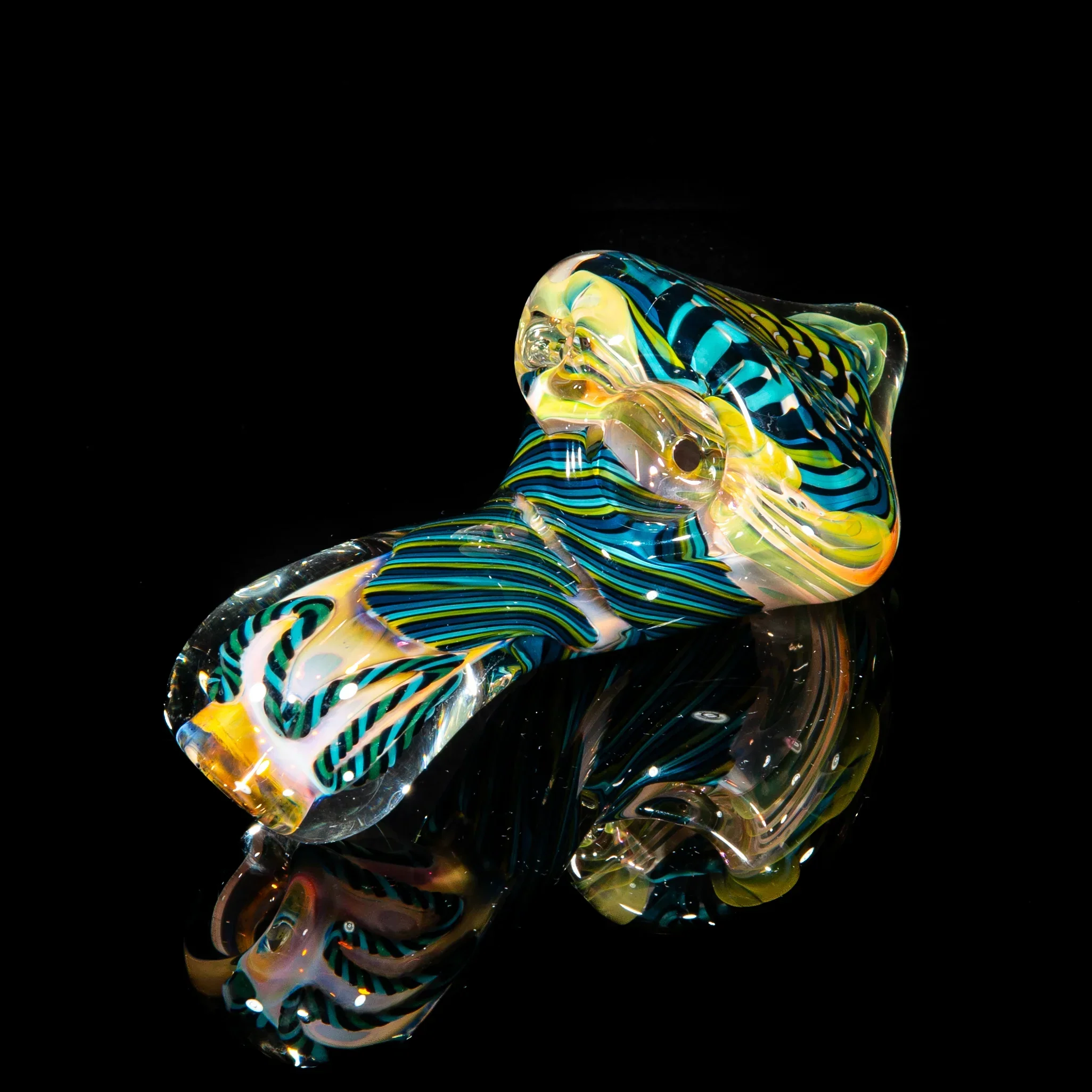 Brently Glass - Blue, Chartreuse & Teal Reticello Sherlock - Image 2