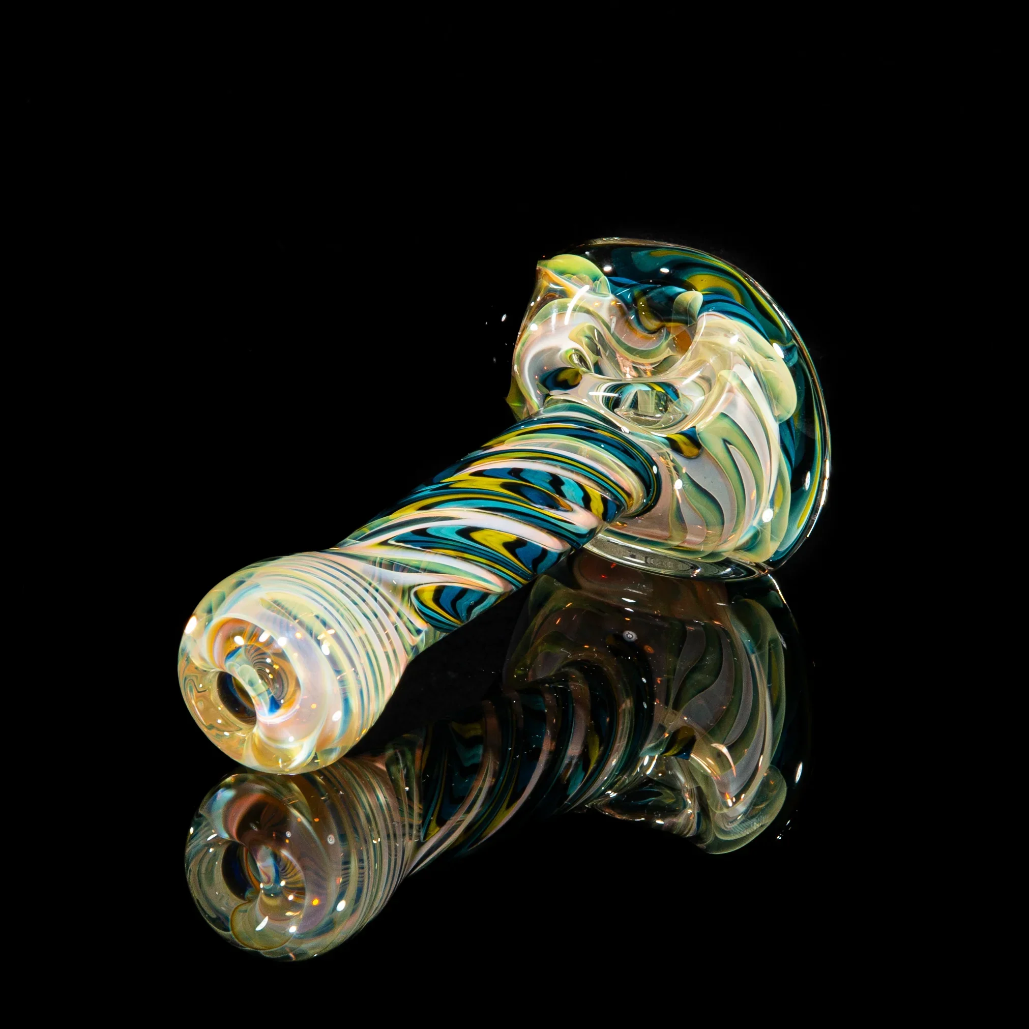 Brently Glass - Blue, Teal & Yellow Flower Spoon - Image 2