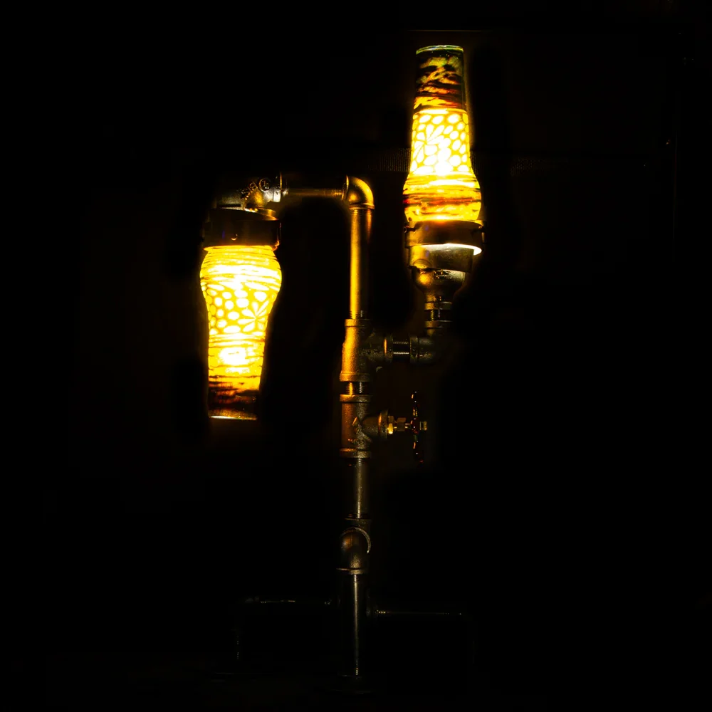 Brently Glass - Double Head Piping Lamp - Image 2