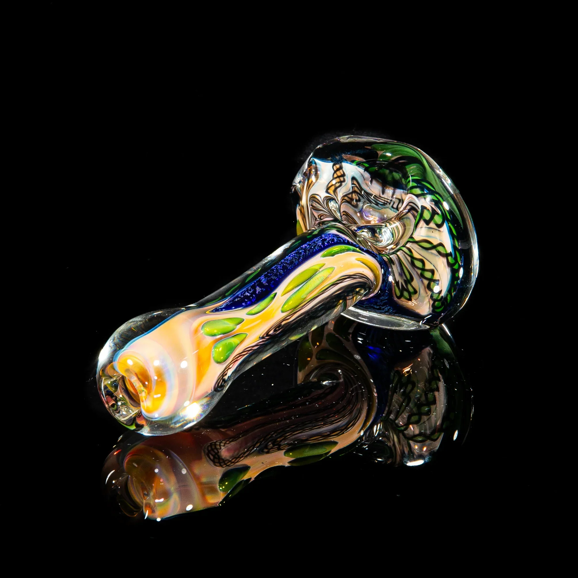 Brently Glass - Green & Blue Dichro Strip Spoon - Image 2