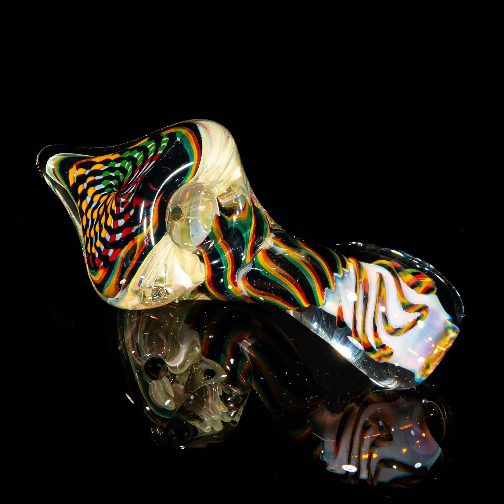 Brently Glass - Green, Yellow & Brown Reticello Sherlock - Image 2