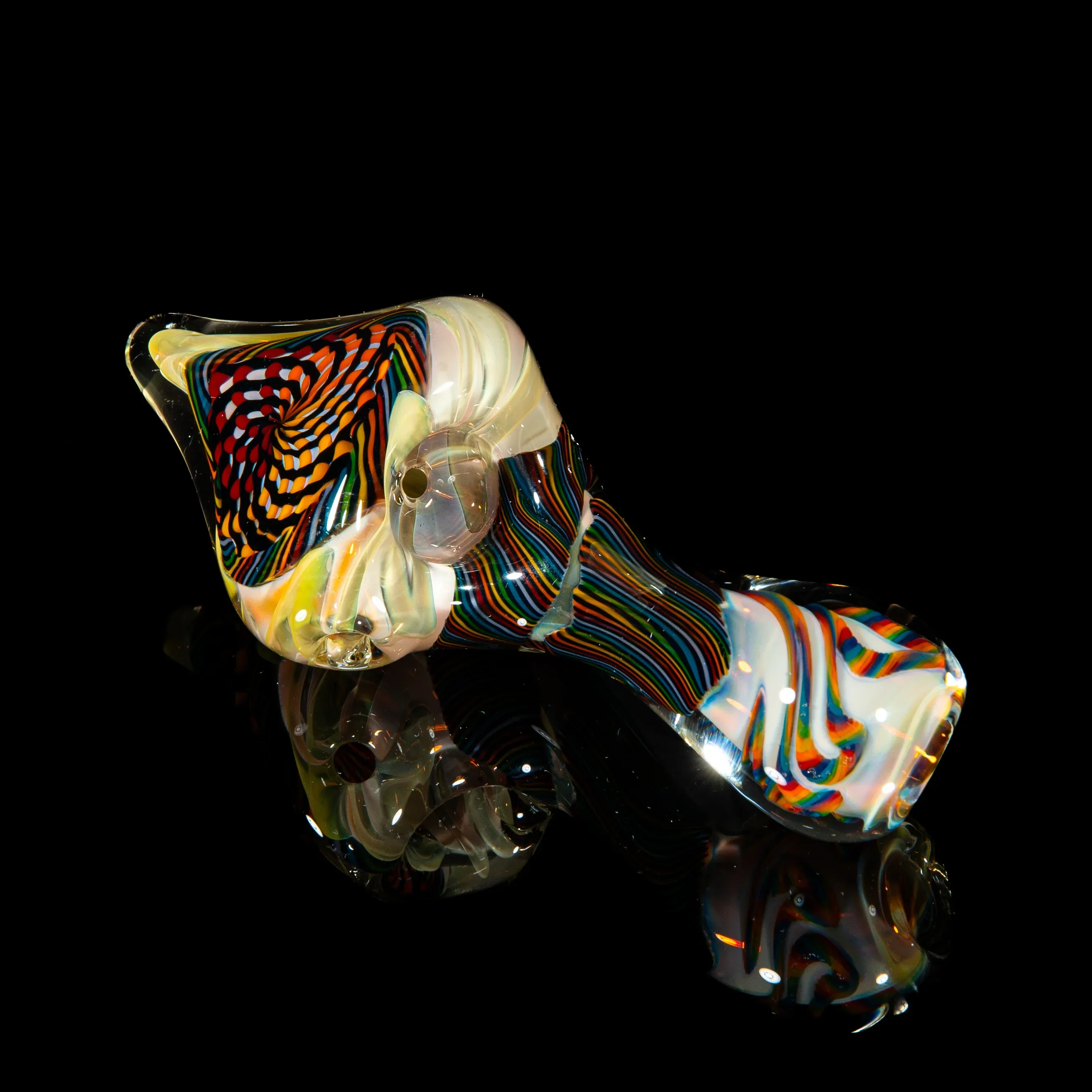 Brently Glass - Orange, Brown & Yellow Reticello Sherlock - Image 2