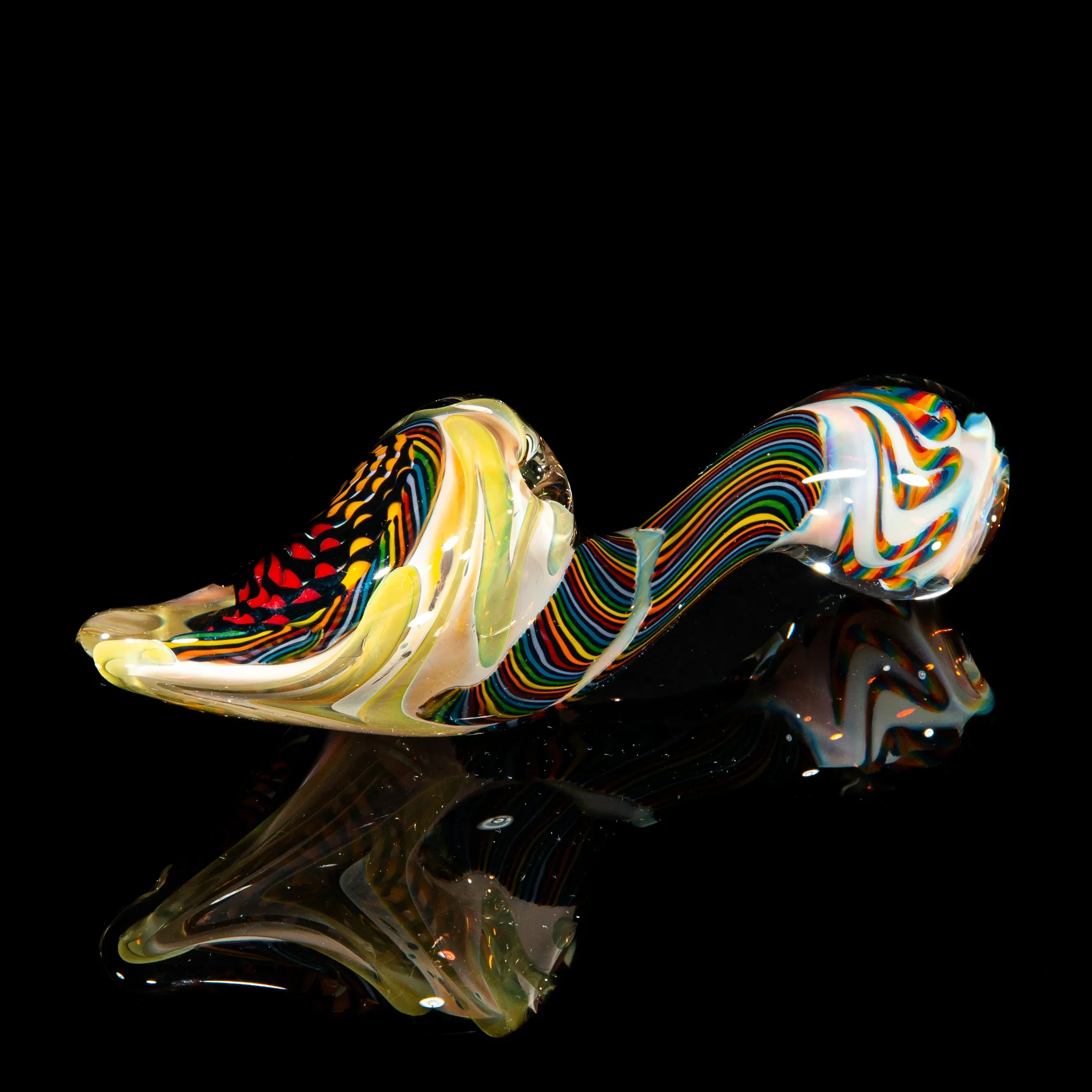 Brently Glass - Orange, Brown & Yellow Reticello Sherlock - Image 3