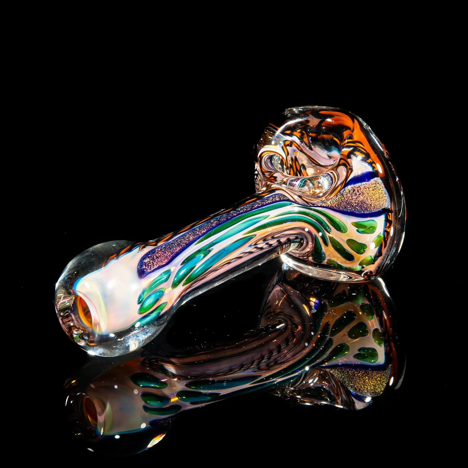 Brently Glass - Orange & Gold Dichro Strip Spoon - Image 2