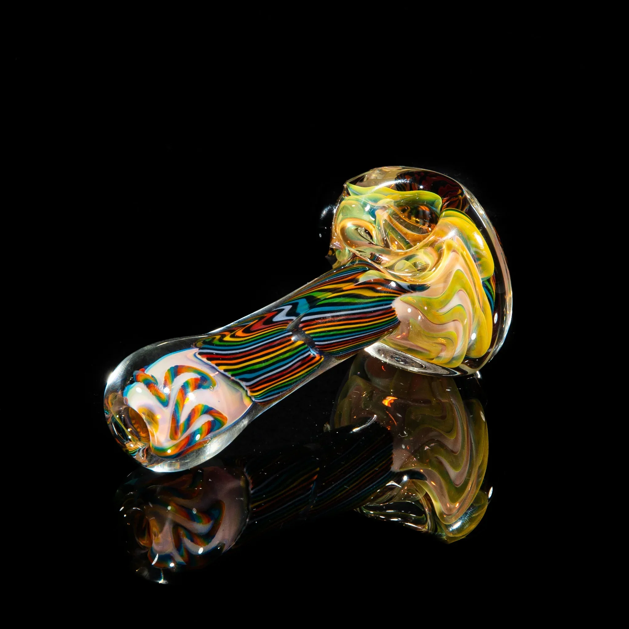 Brently Glass -Orange, Yellow & Brown Reticello Spoon - Image 2