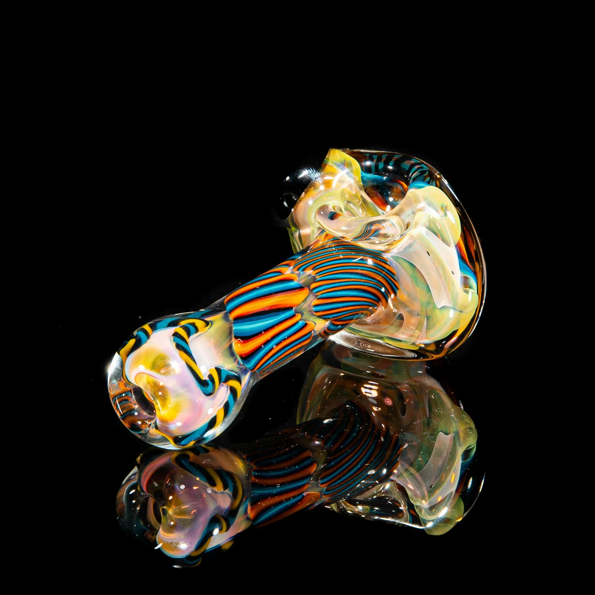 Brently Glass - Orange, Yellow & Teal Reticello Spoon - Image 2