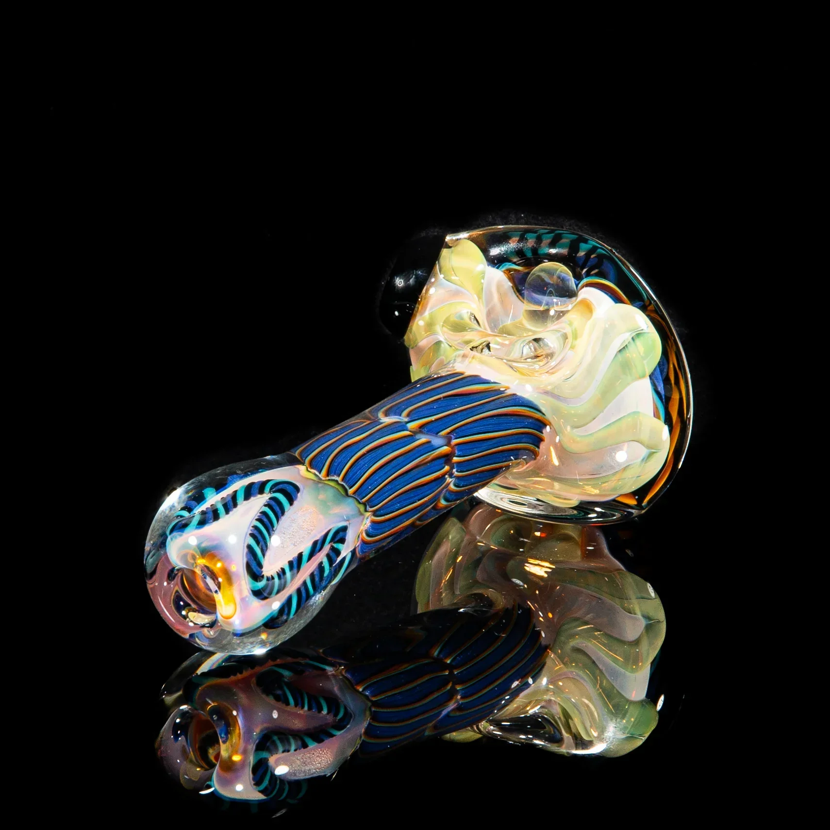 Brently Glass - Purple, Yellow & Teal Reticello Spoon - Image 2