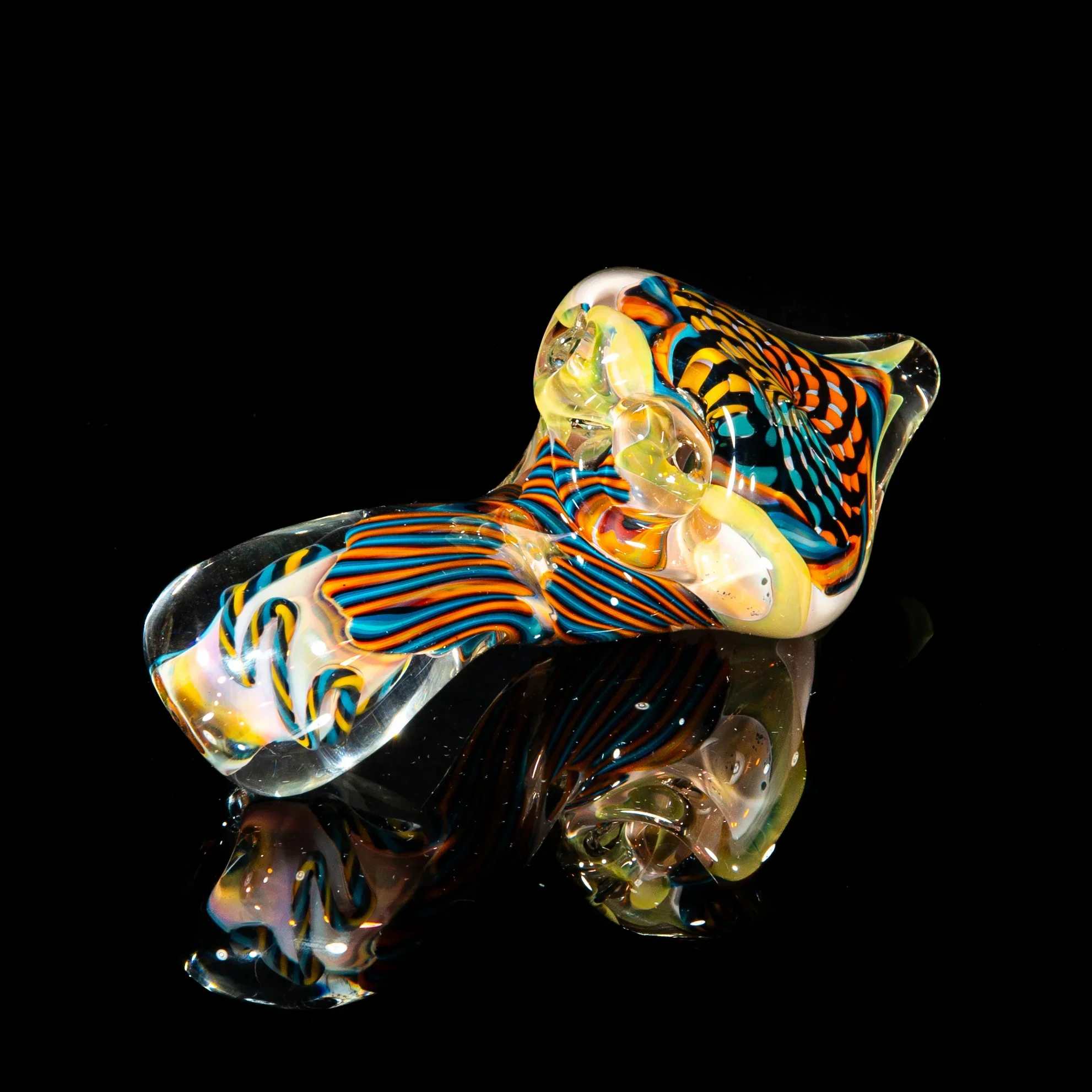 Brently Glass - Teal, Orange & Yellow Reticello Sherlock - Image 2