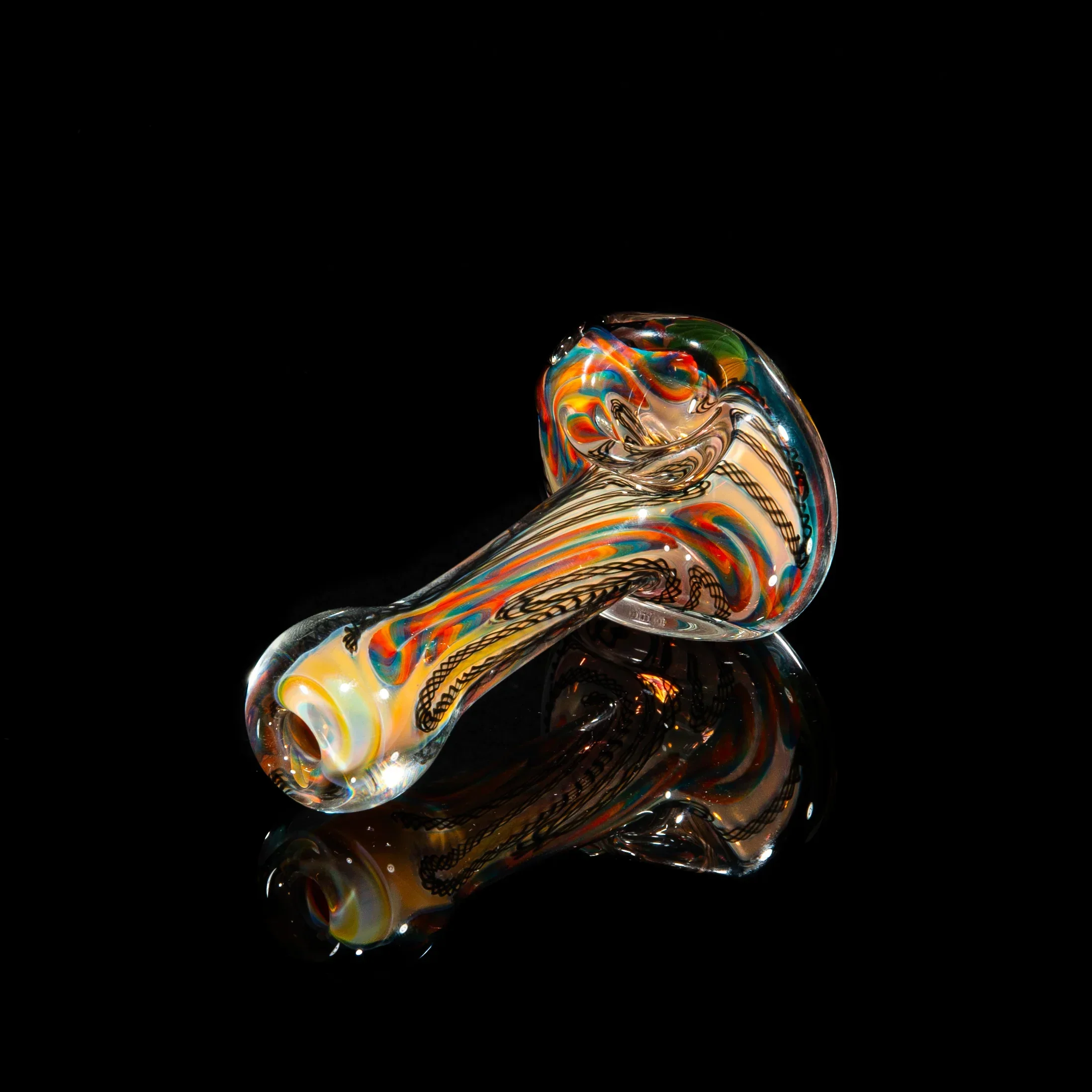 Brently Glass - Yellow, Blue & Green Cane w/ Latti Spoon - Image 2