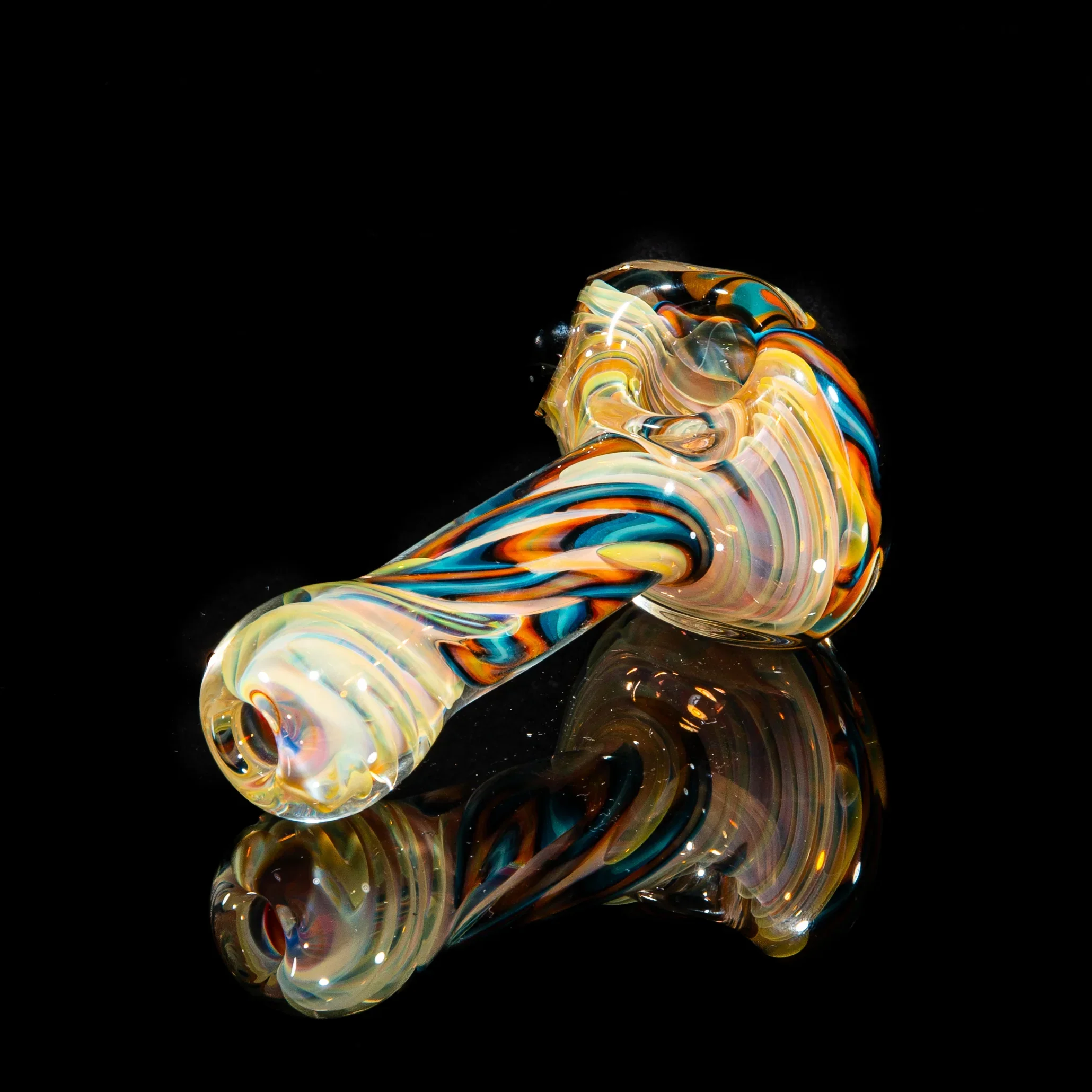 Brently Glass - Yellow, Teal & Orange Flower Spoon - Image 2