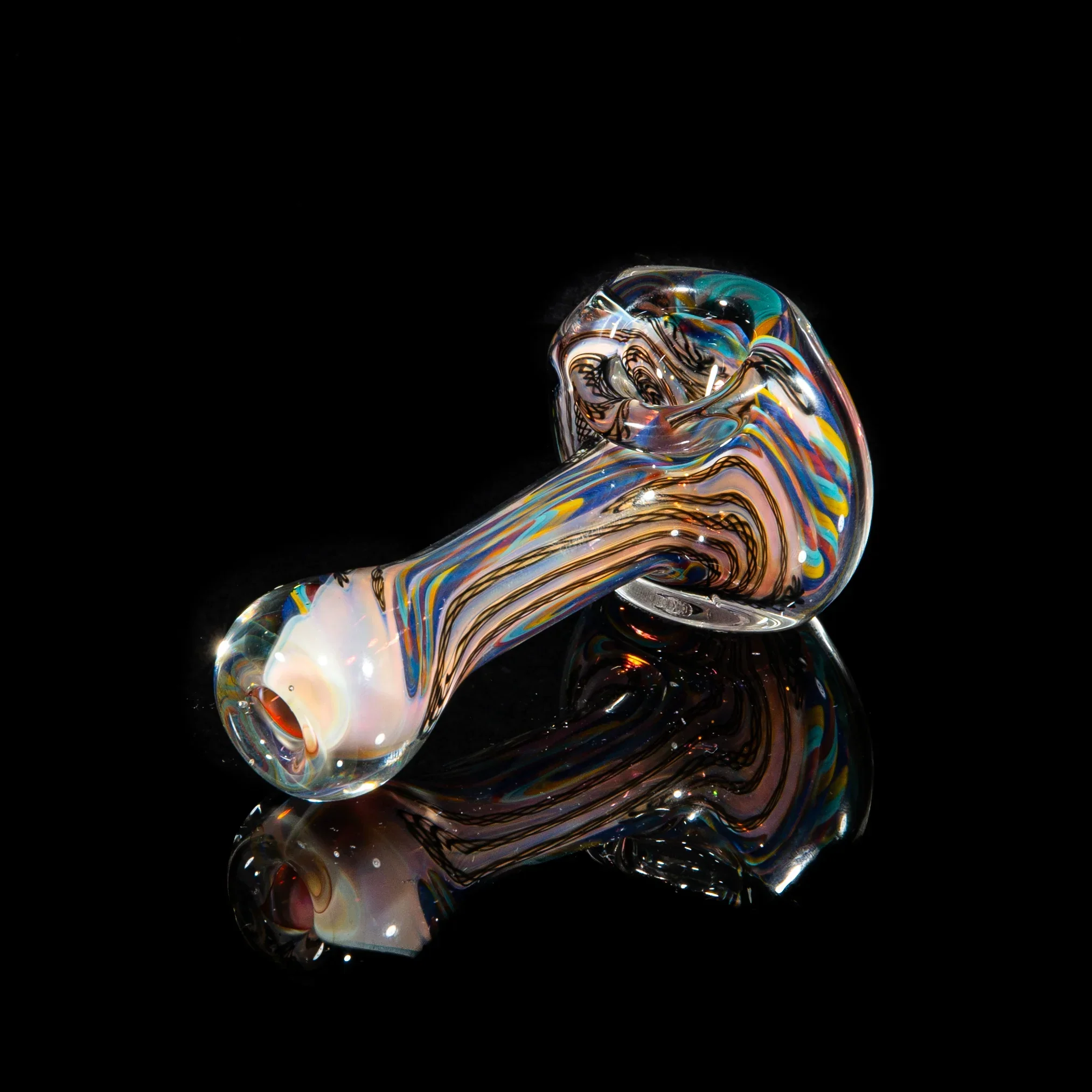 Brently Glass - Yellow, Teal & Purple Cane w/ Latti Spoon - Image 2