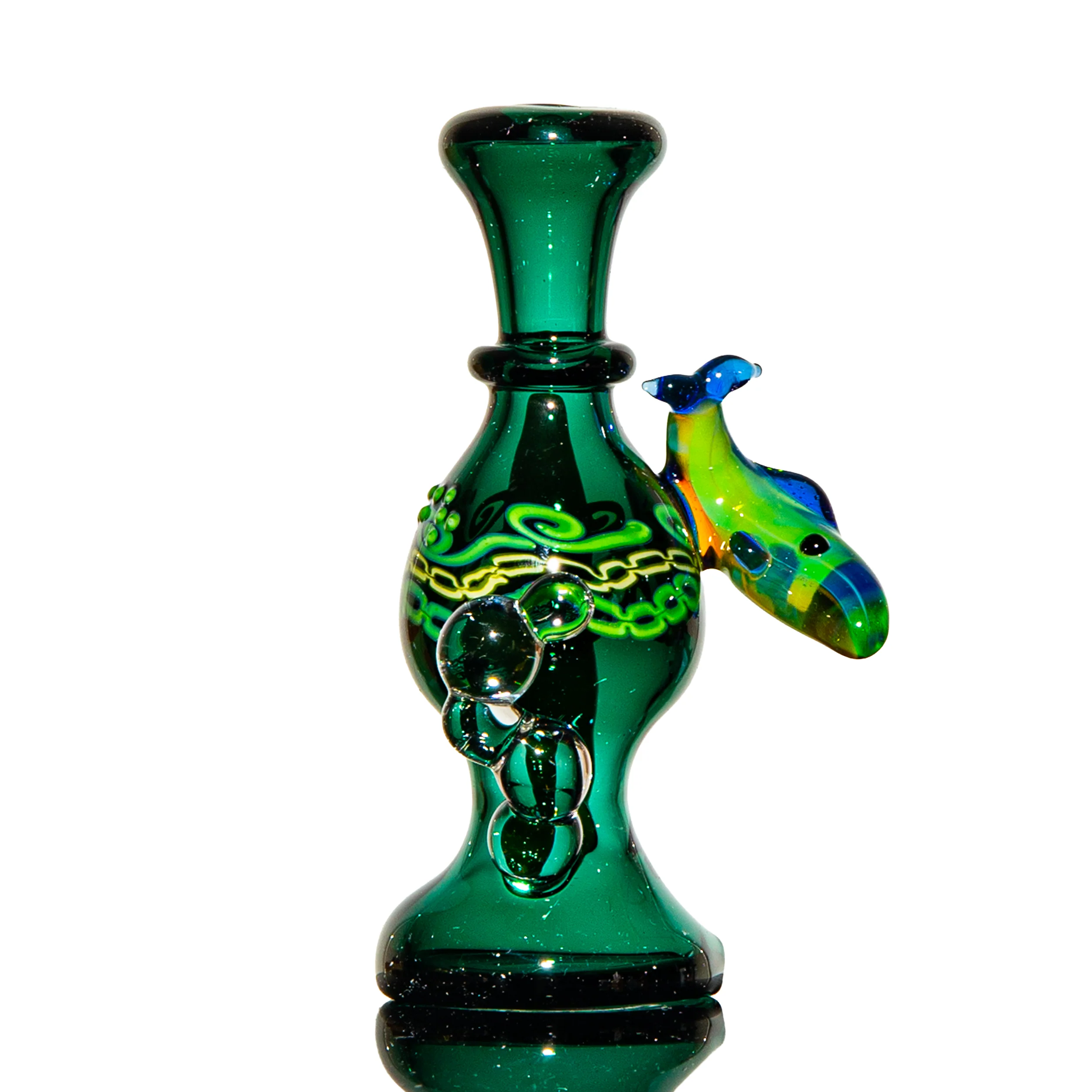 Charisma Glass x Crustacean Glass - Teal Trout Greek Key Dry Peak Attachment - Image 2