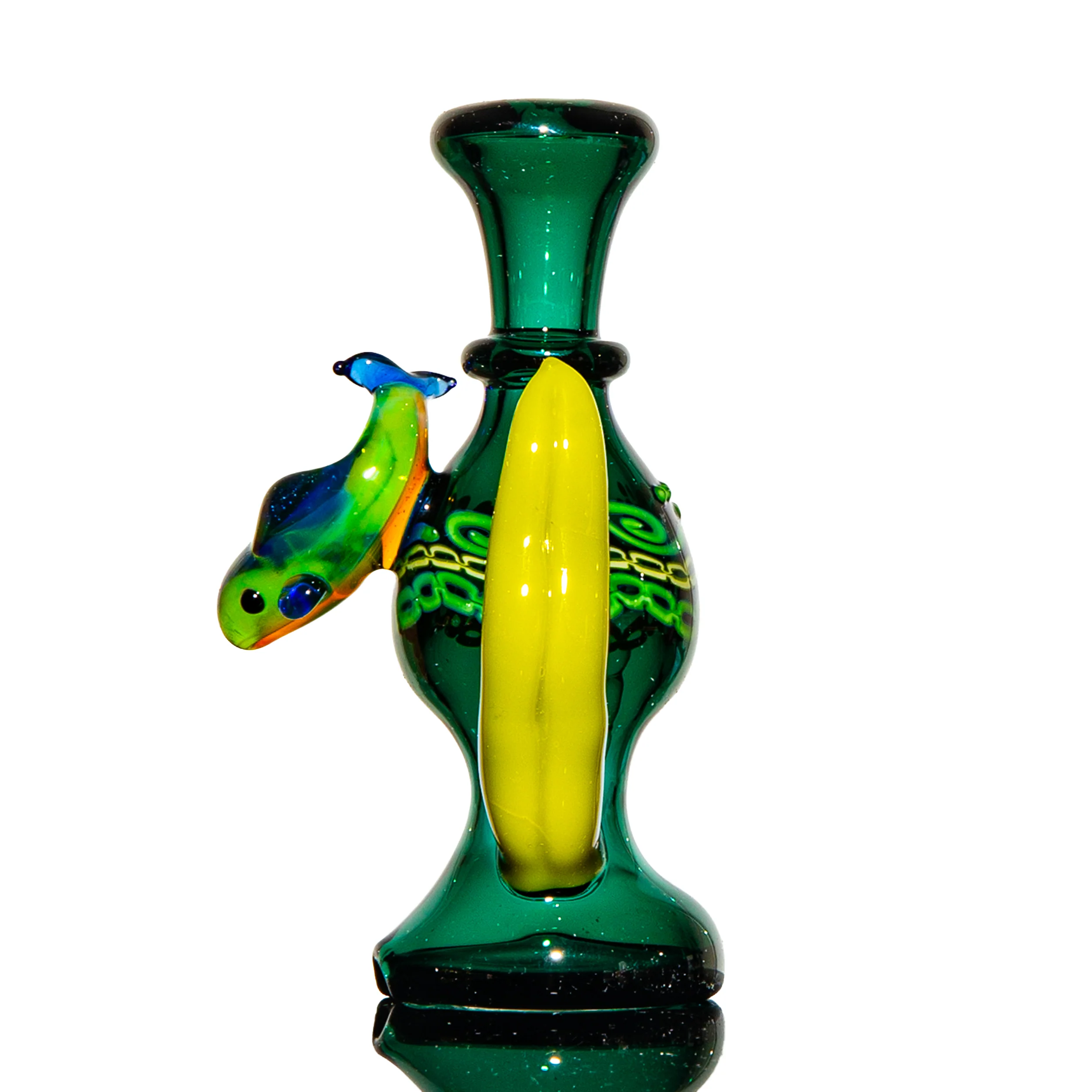 Charisma Glass x Crustacean Glass - Teal Trout Greek Key Dry Peak Attachment - Image 3