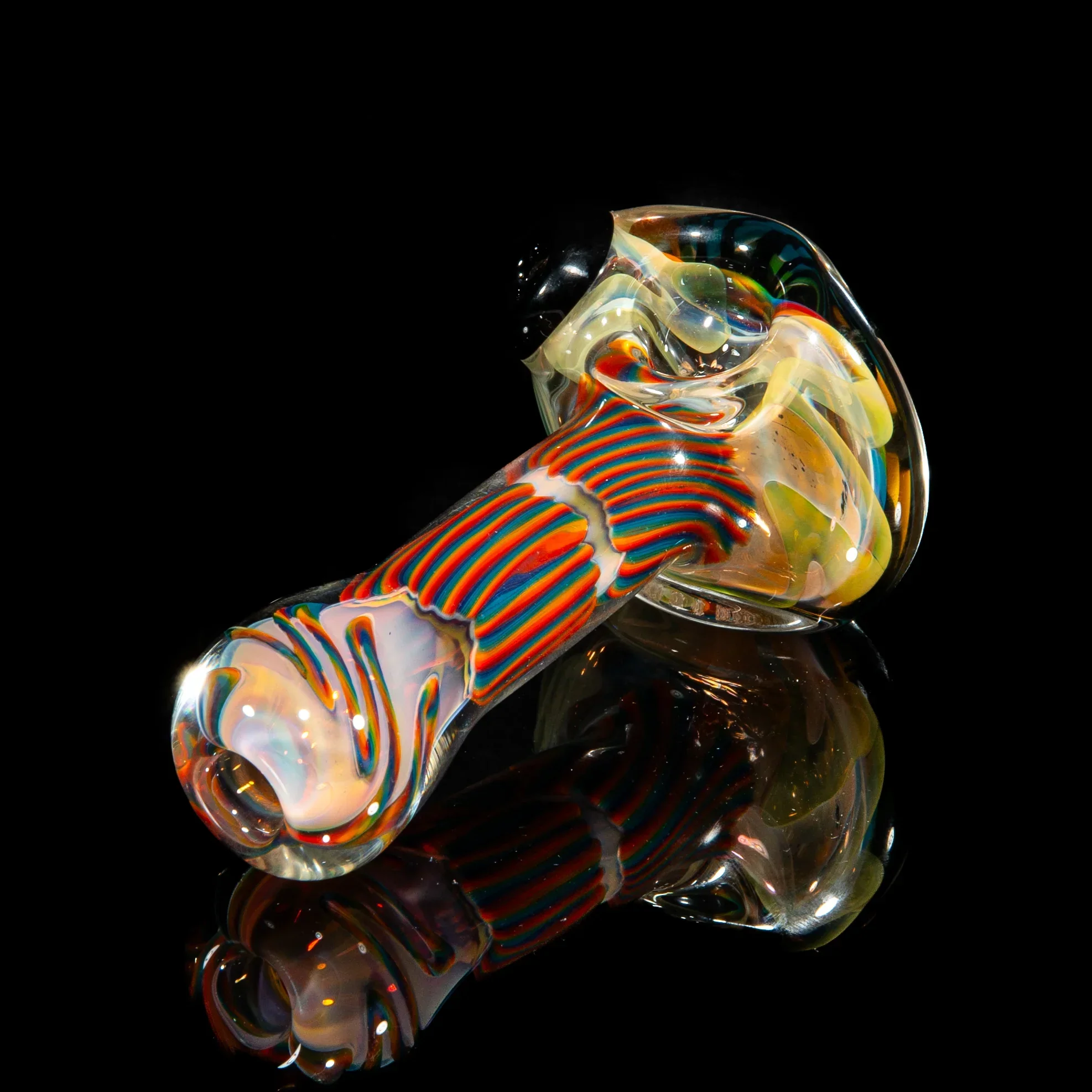 Brently Glass - Green, Yellow & Blue Reticello Spoon - Image 2