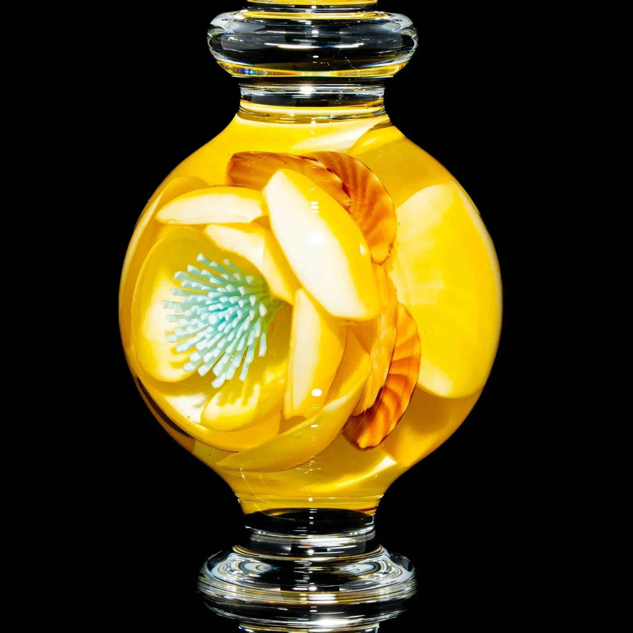 Drinking Vessels: Delong Glass x Lathey Jade - Large Yellow Blossom Wine Glass - Image 2