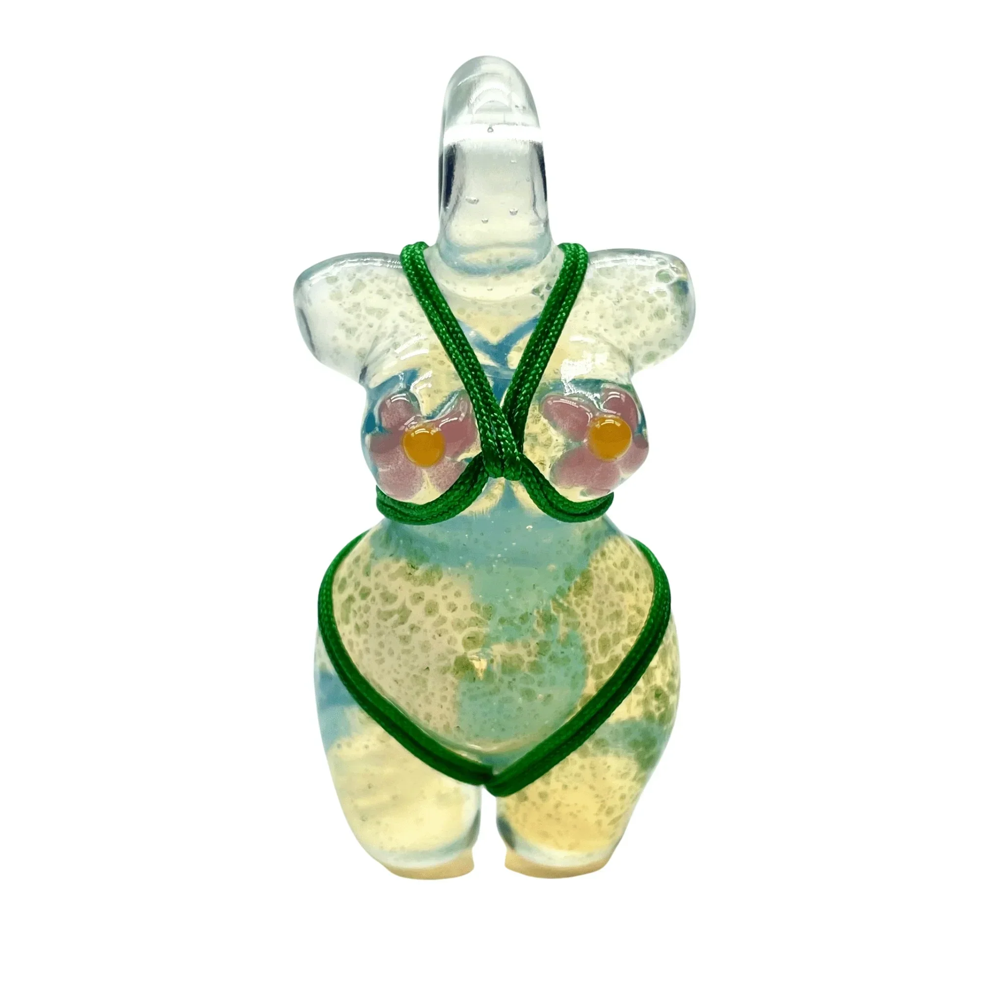 Glass By Ariel - Grassy Garden Goddess Torso Pendant - Image 4