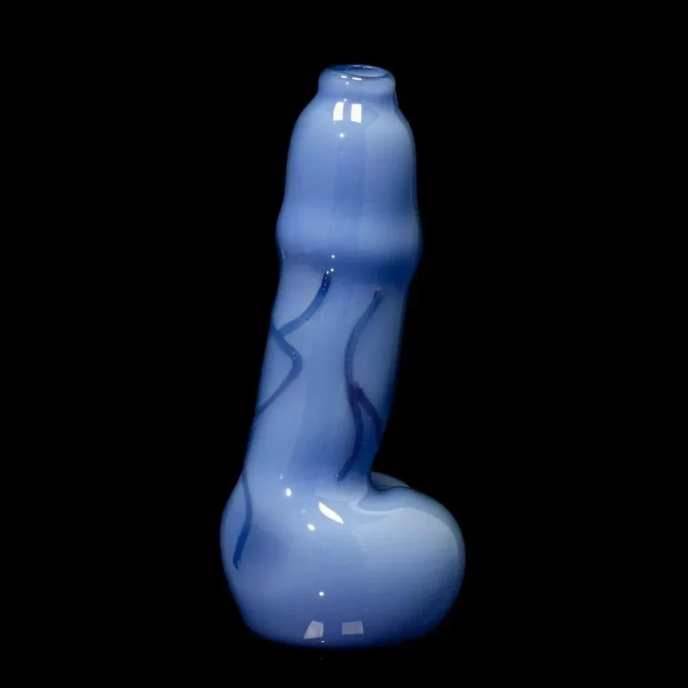 Glass By Ariel - Milky Blue & Ghost Dick Vase - Image 2