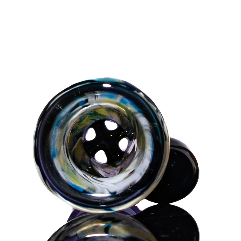 Llerandi Glass - Green & White Marble Four Hole 14mm Slide - Image 2
