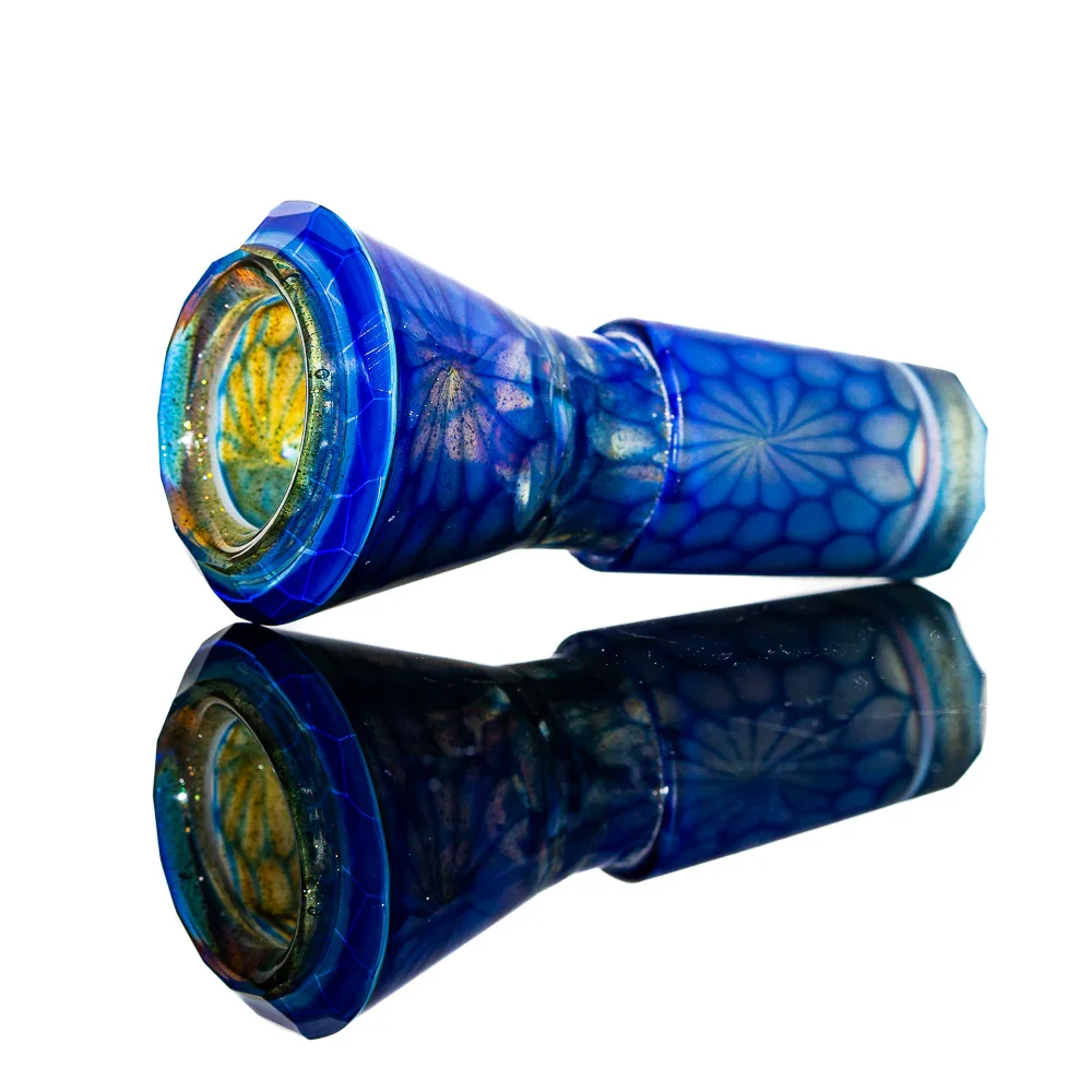 Simple Lemon Farmer x Captain Facets - Brilliant Blue Honeycomb Faceted & Fully Worked 18MM Slide - Image 2