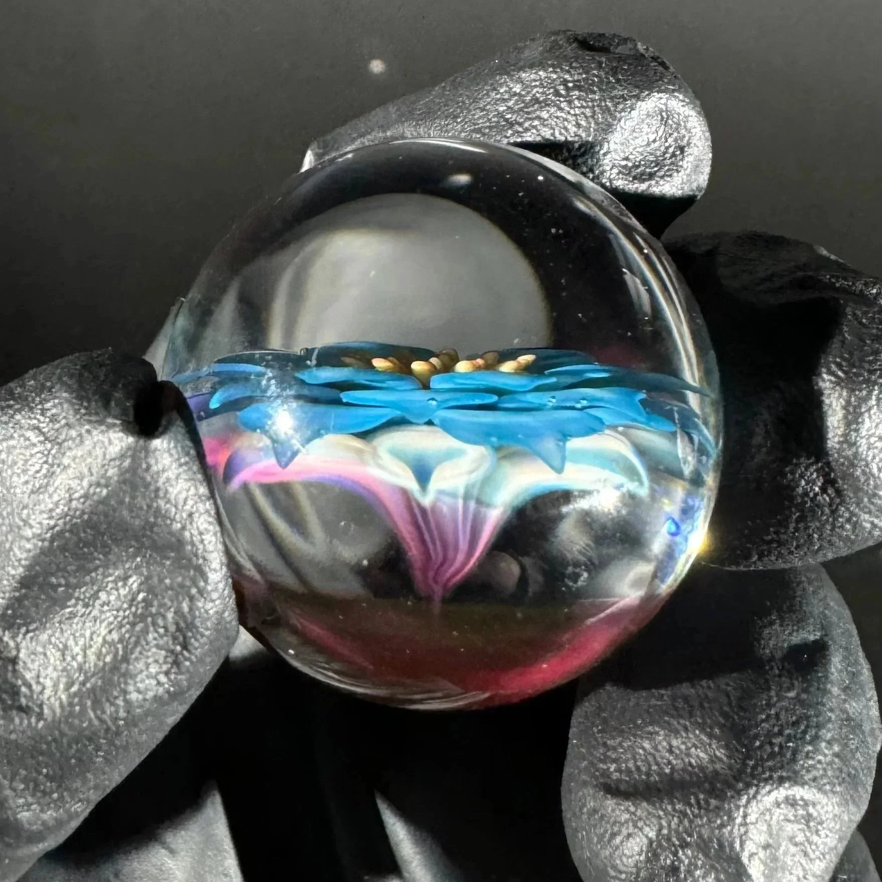 Florin Glass - Blue & Yellow Flower 32MM Marble - Image 2