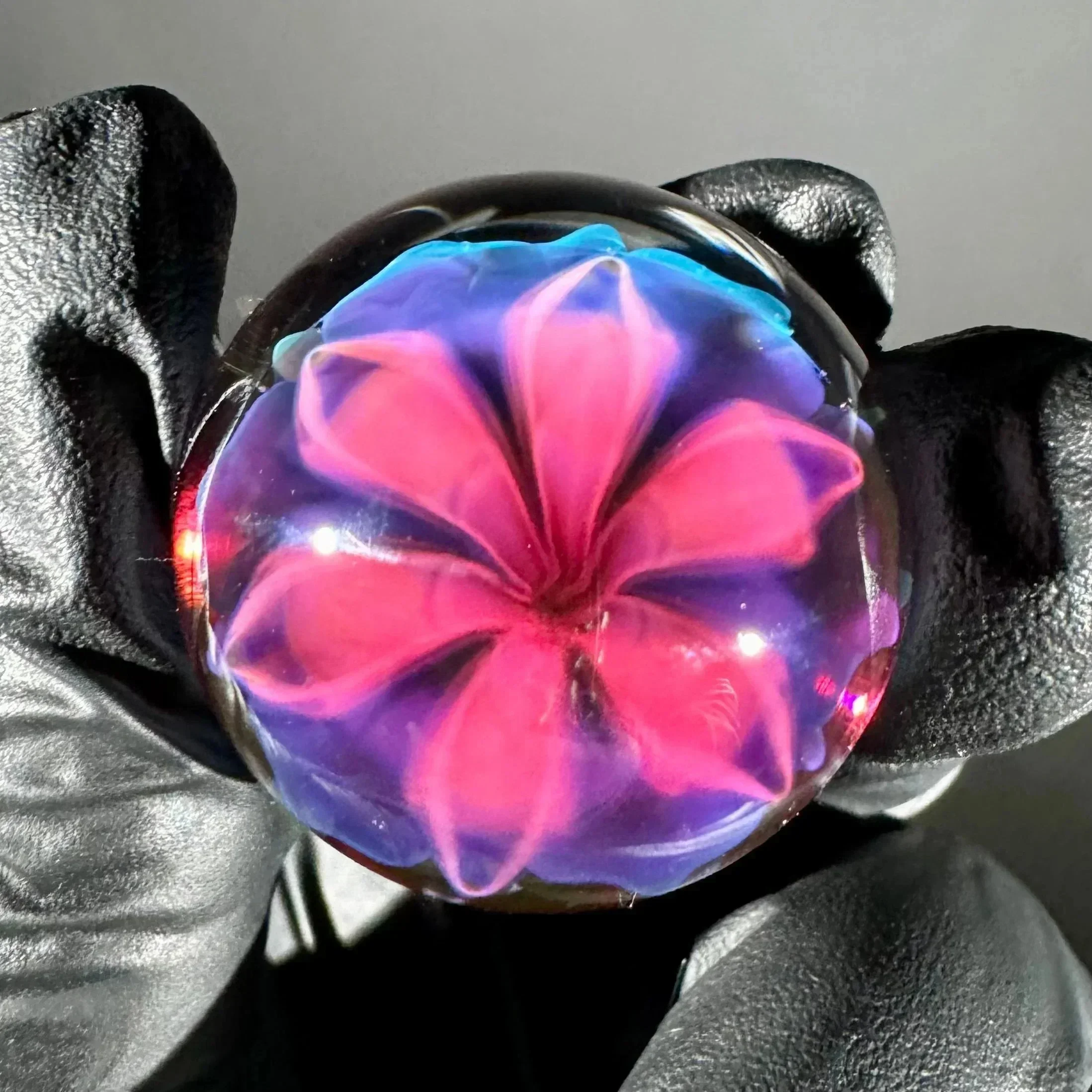 Florin Glass - Blue & Yellow Flower 32MM Marble - Image 3