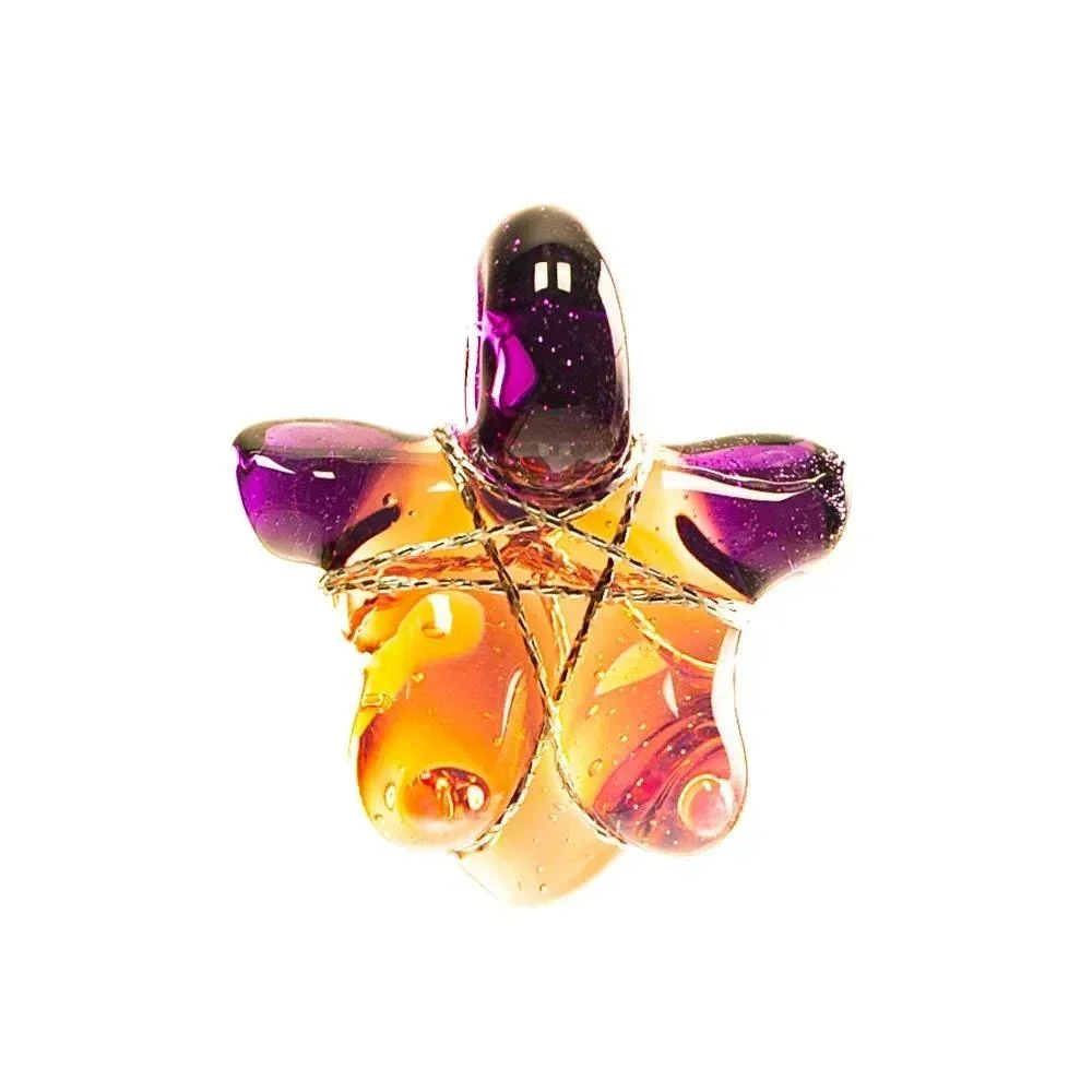 Glass By Ariel -  Milky Yoshi & Gold Purple Bust Pendant #2 - Image 3