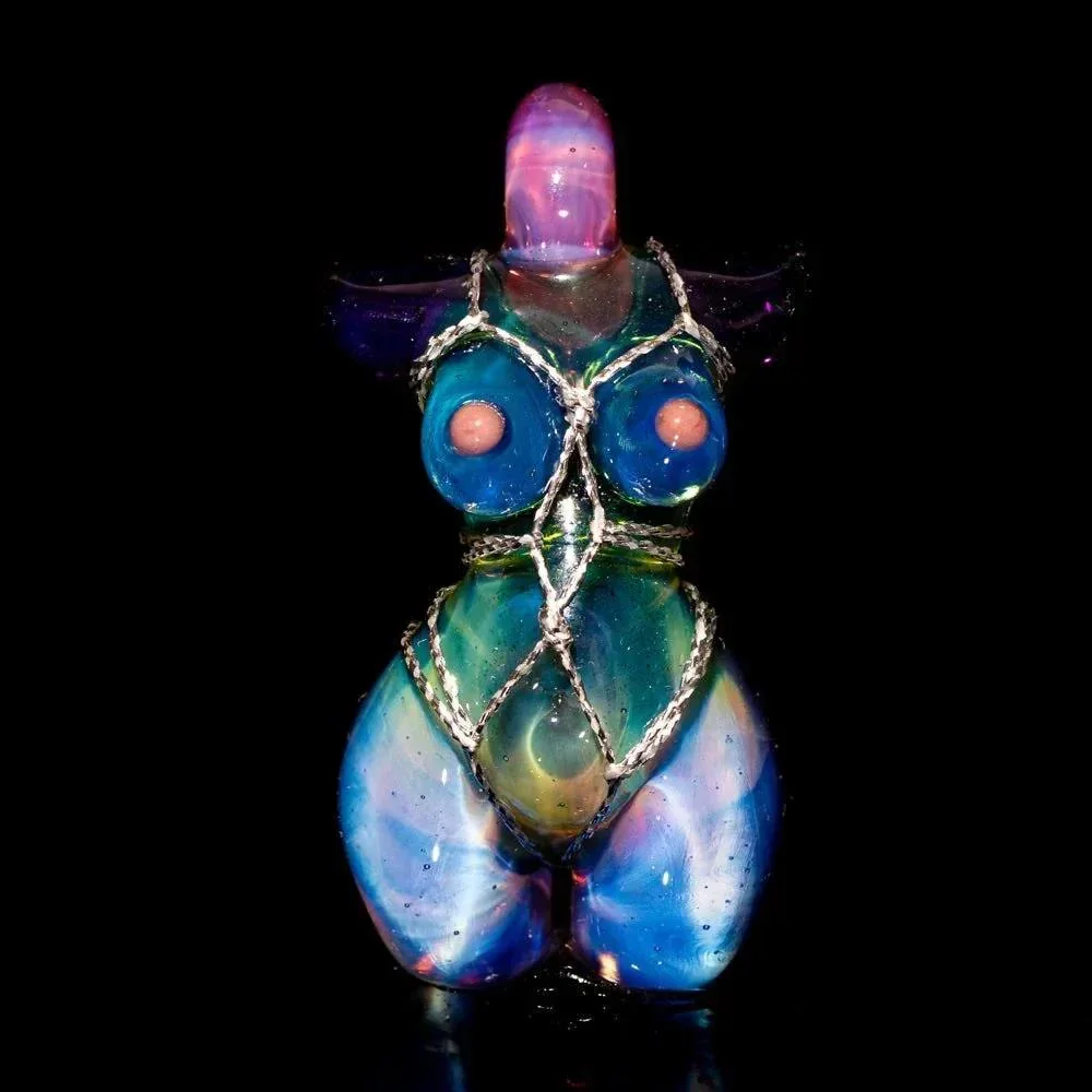 Glass By Ariel - Telemagenta, Milky Slyme, Boogie, Lucid & Heavy Blue Stardust Torso Pendant - Image 2