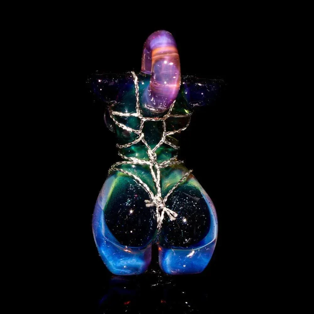Glass By Ariel - Telemagenta, Milky Slyme, Boogie, Lucid & Heavy Blue Stardust Torso Pendant - Image 4