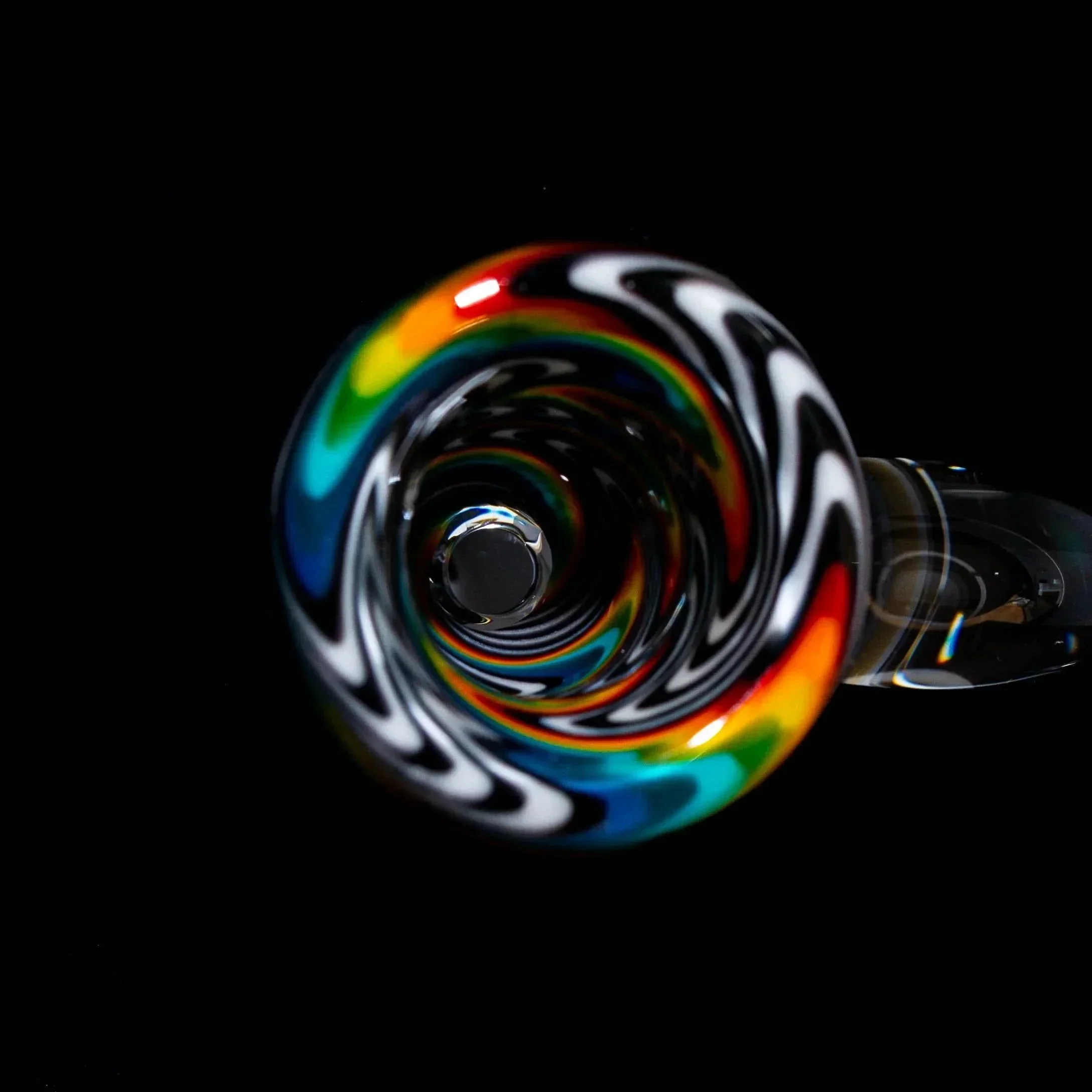 Glass Distractions - Black & White Rainbow Wig Wag 14mm Flare Slide - Image 2