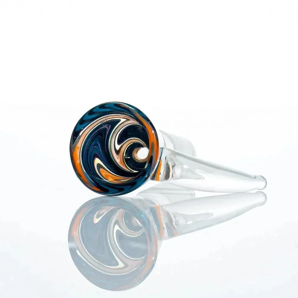 Glass Distractions - 14mm Black, Blue & Orange Wig Wag Flare Slide - Image 2