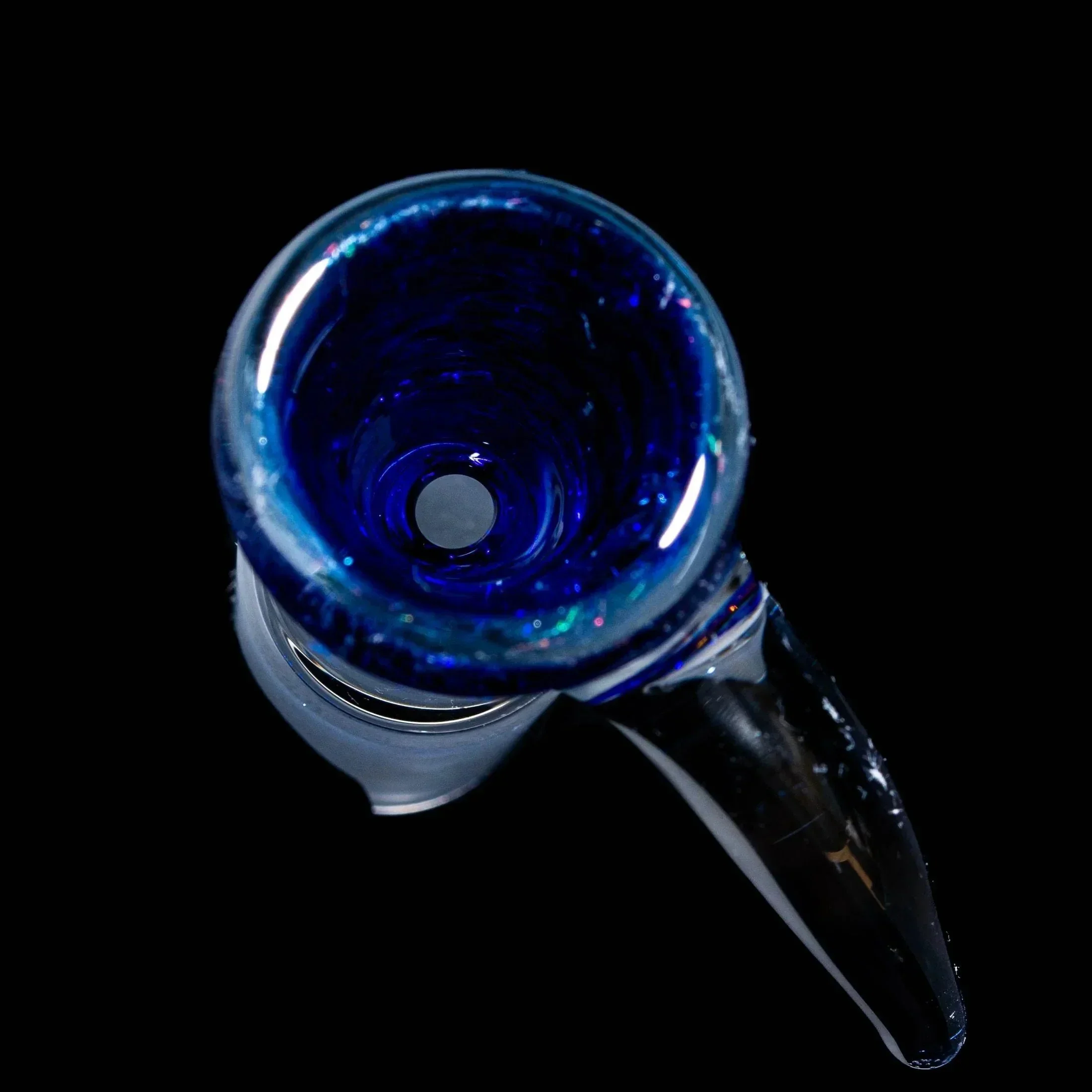 Glass Distractions - Blue Rainbow Dichro 18mm Flare Slide - Image 2