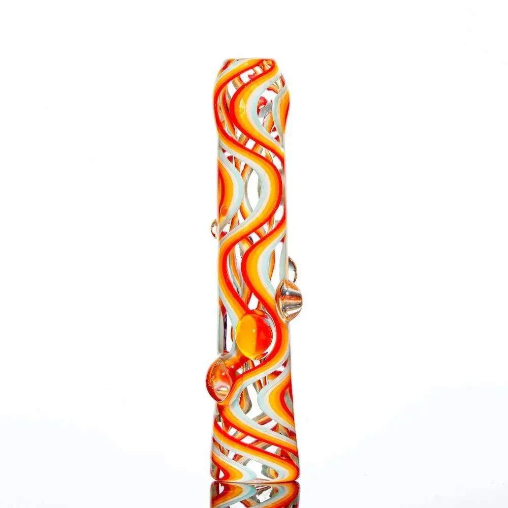 Glass Distractions - Clear & Orange Wig Wag Onie