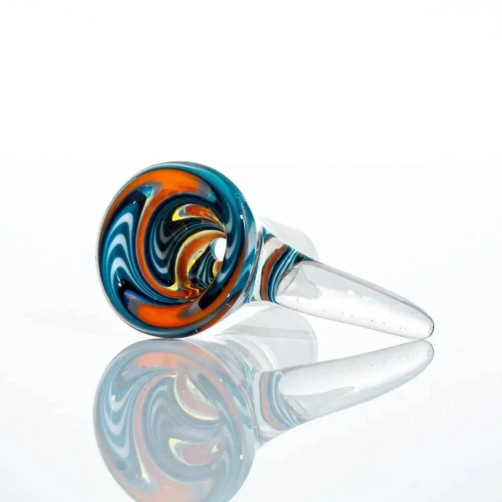 Glass Distractions - Clear, White, Blue & Orange Wig Wag 14mm Flare Slide - Image 2