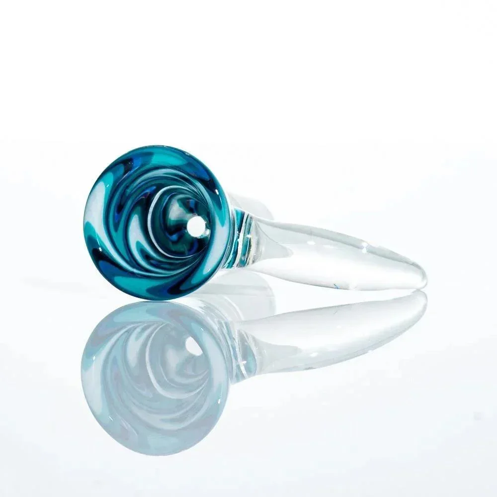 Glass Distractions - Teal & White Wig Wag 14mm Flare Slide - Image 2