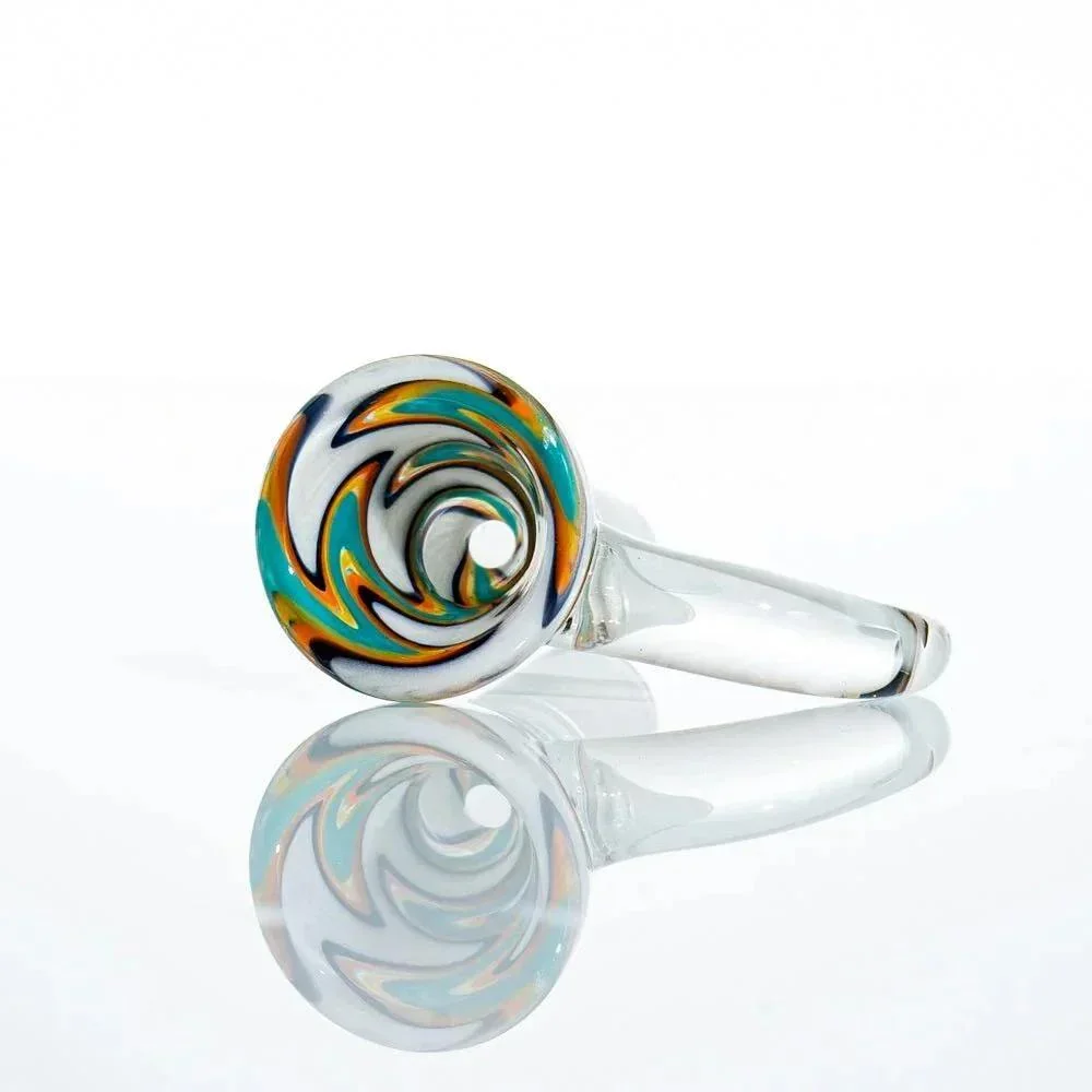 Glass Distractions - White, Teal & Orange Wig Wag 14mm Flare Slide - Image 2