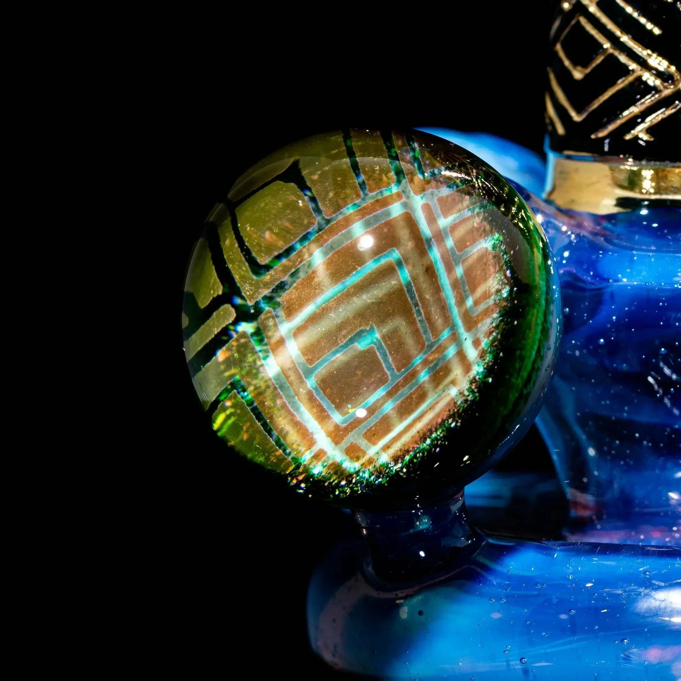 Green T Glass - Blue Art Deco Sacred Vessel - Image 5