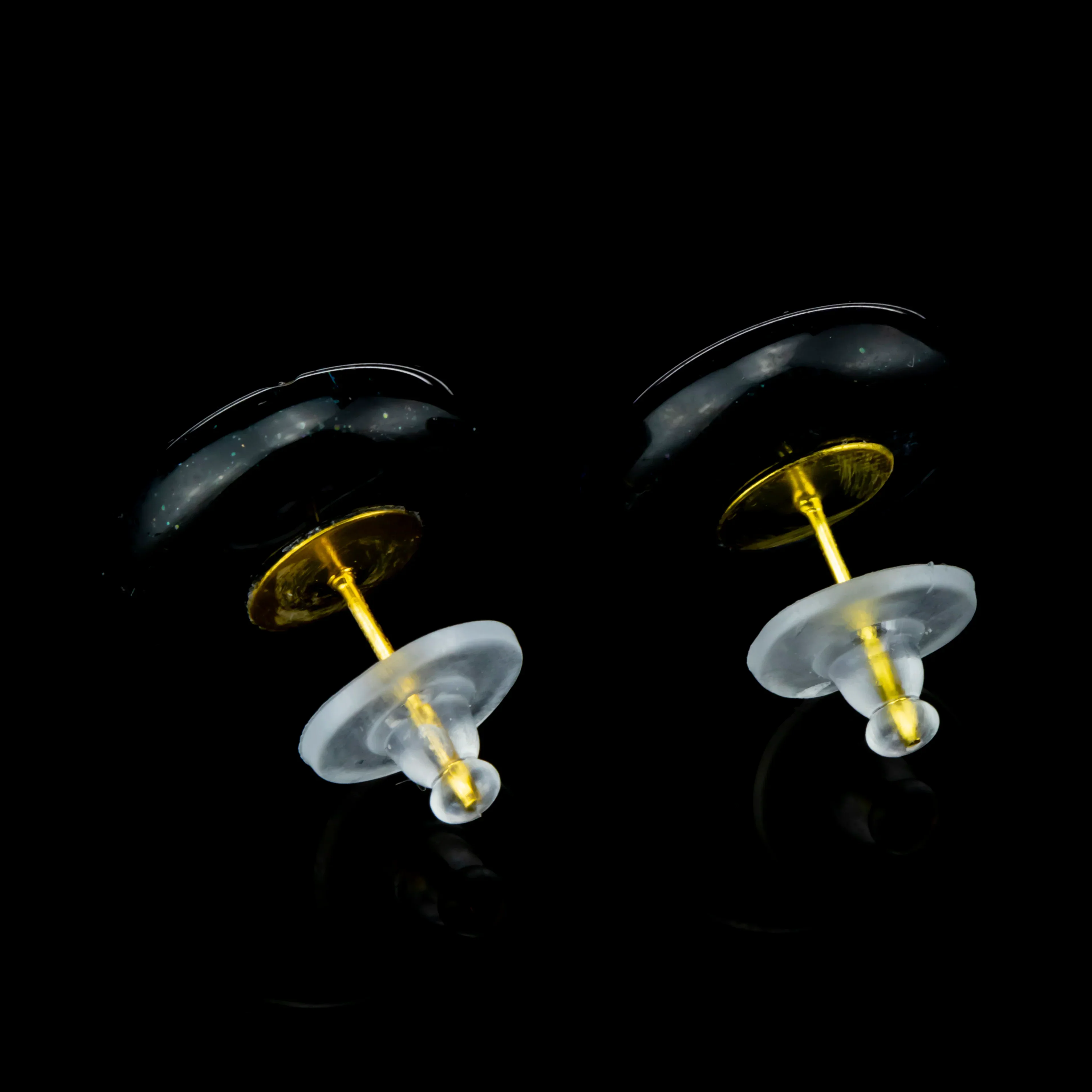 Green T - Gold Water Stud Earrings - Image 2
