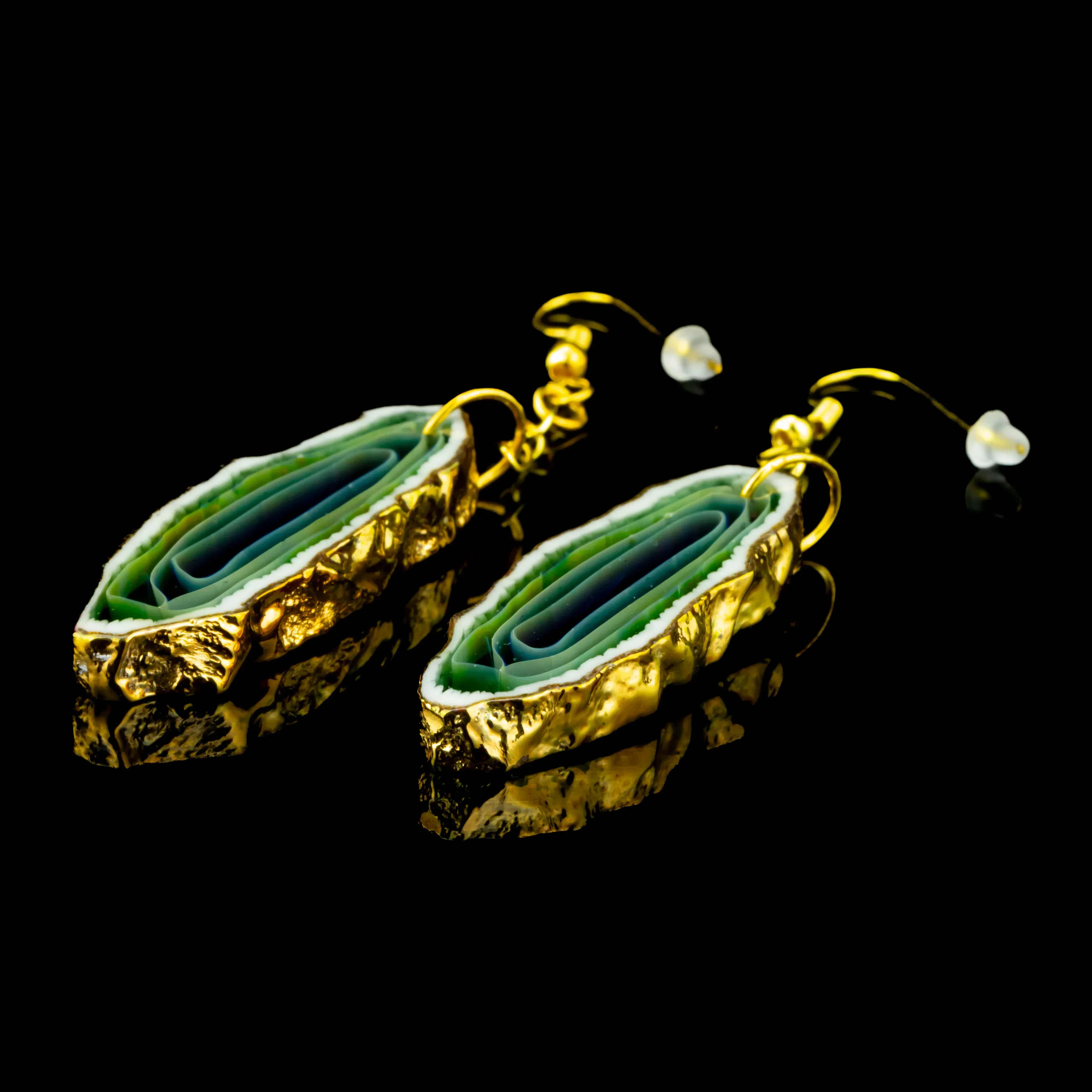 Green T - Golden Agate Elongated Earring Set - Image 2