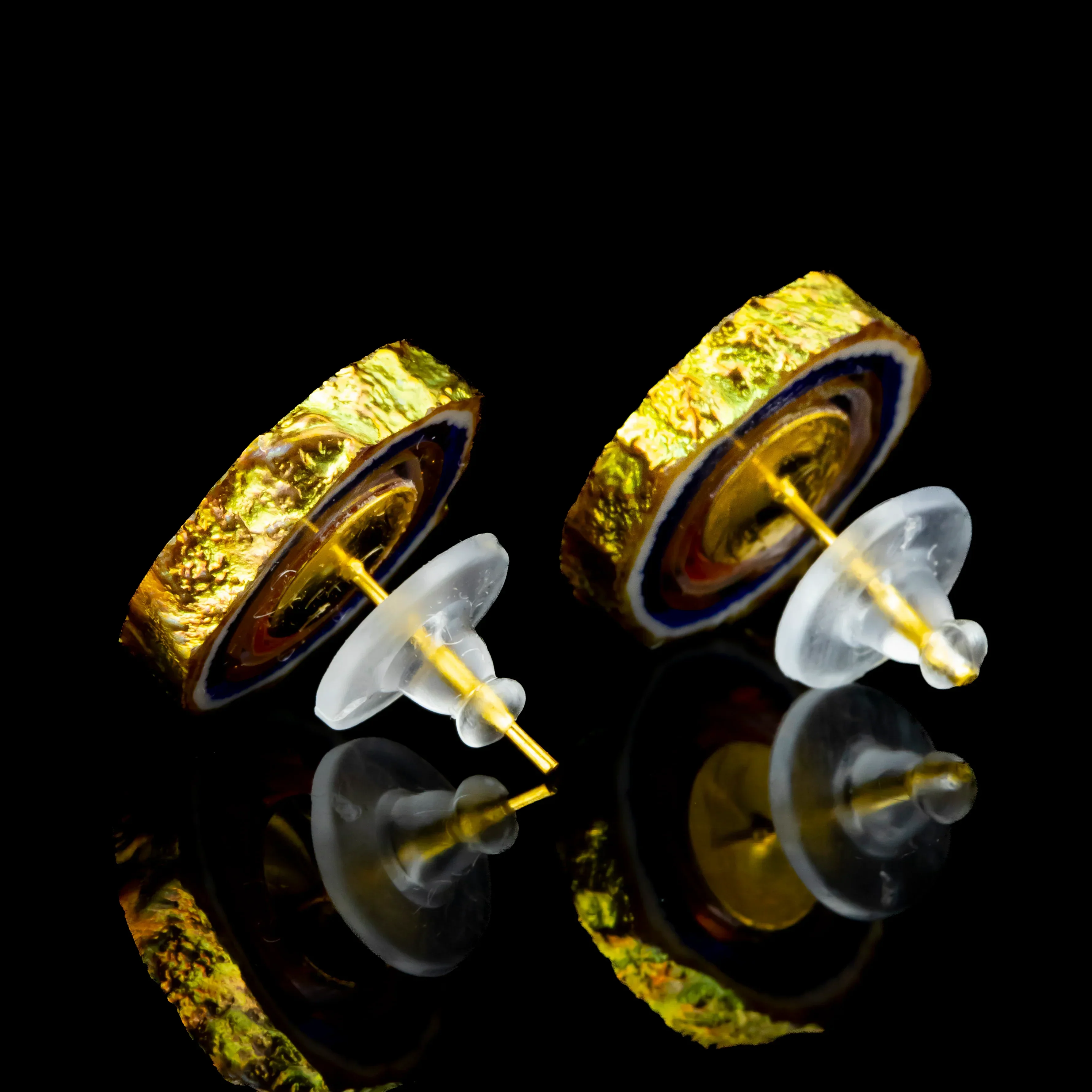 Green T - Golden Agate Stud Earrings - Image 2